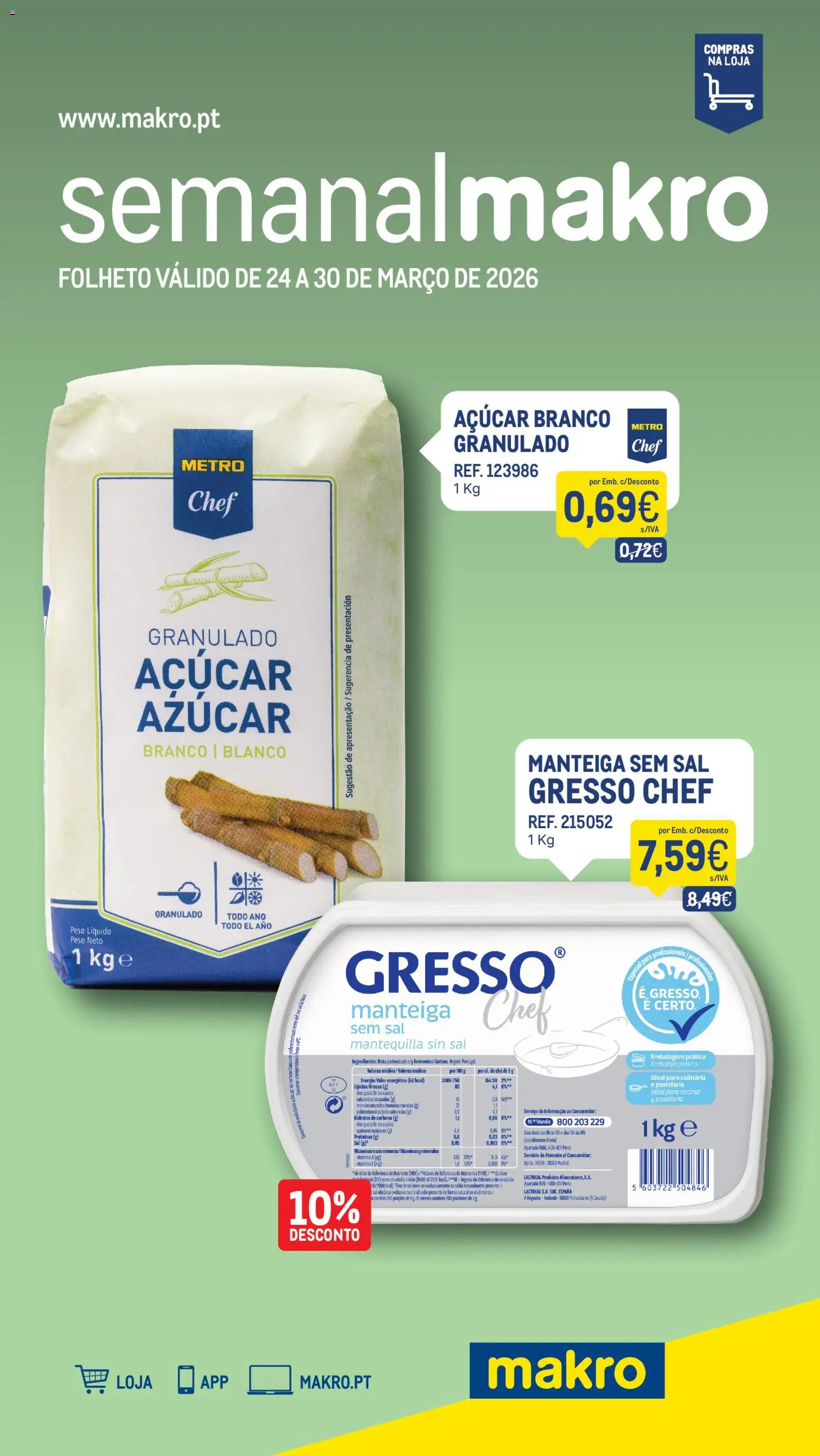 Makro folheto │ válido de 24.03.2026 | Página: 1 | Produtos: Sal, Manteiga, Chá, Nata