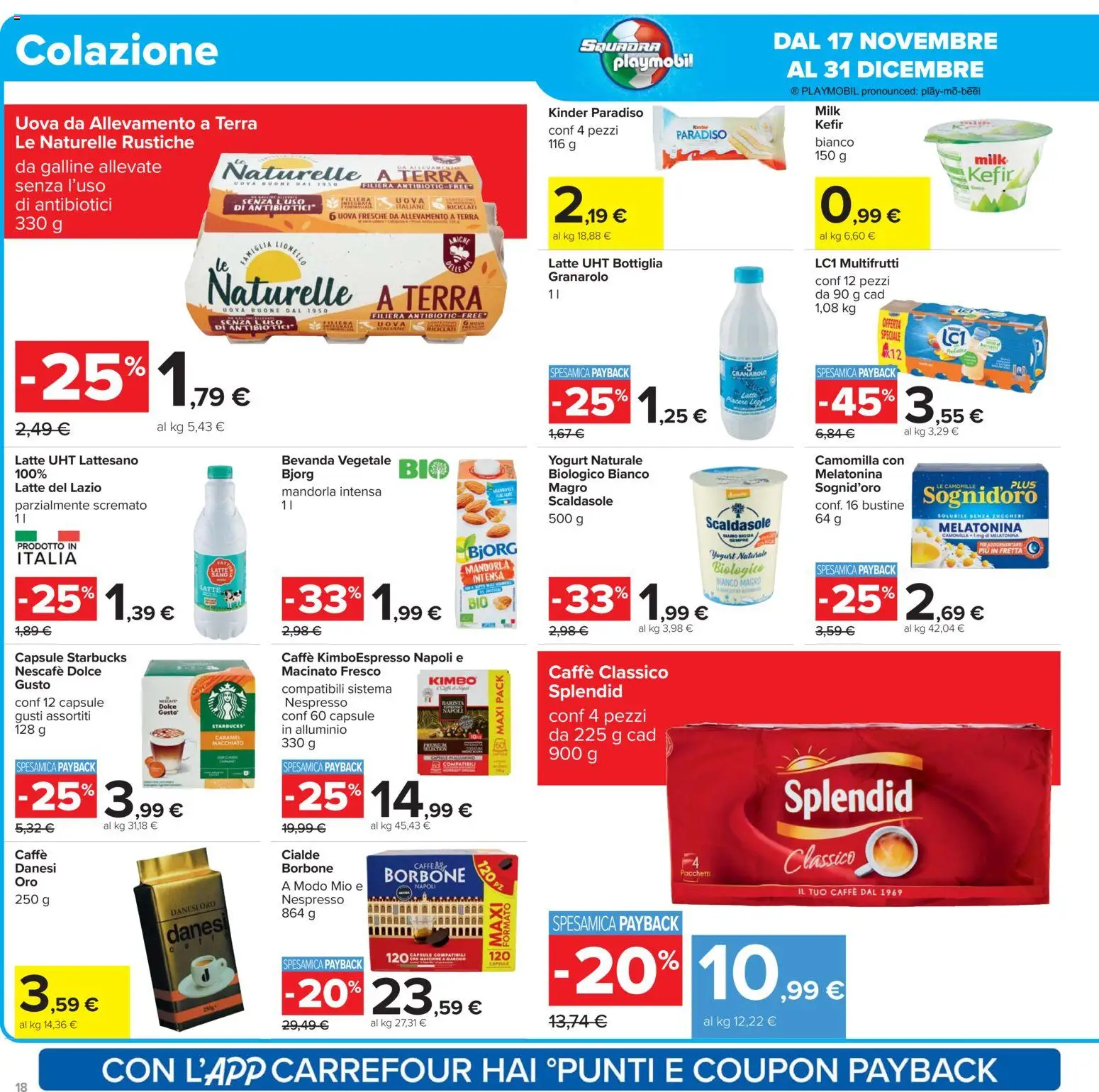 Volantino Carrefour del 17.11.2025 | Pagina: 18 | Prodotti: Caffè, Bottiglia, Macinato, Terra