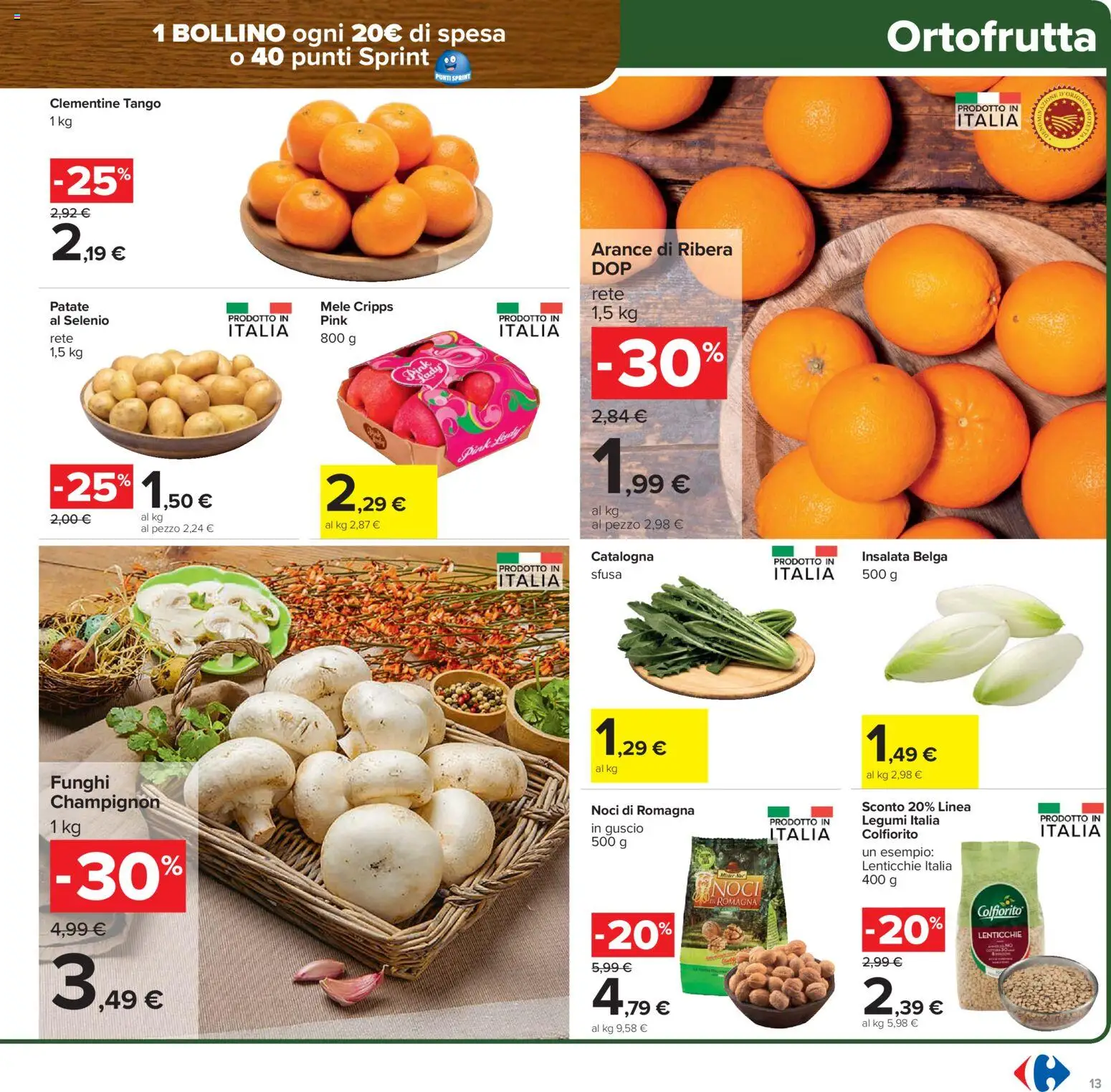 Volantino Carrefour del 06.02.2026 | Pagina: 13 | Prodotti: Arance, Patate, Lenticchie, Noci