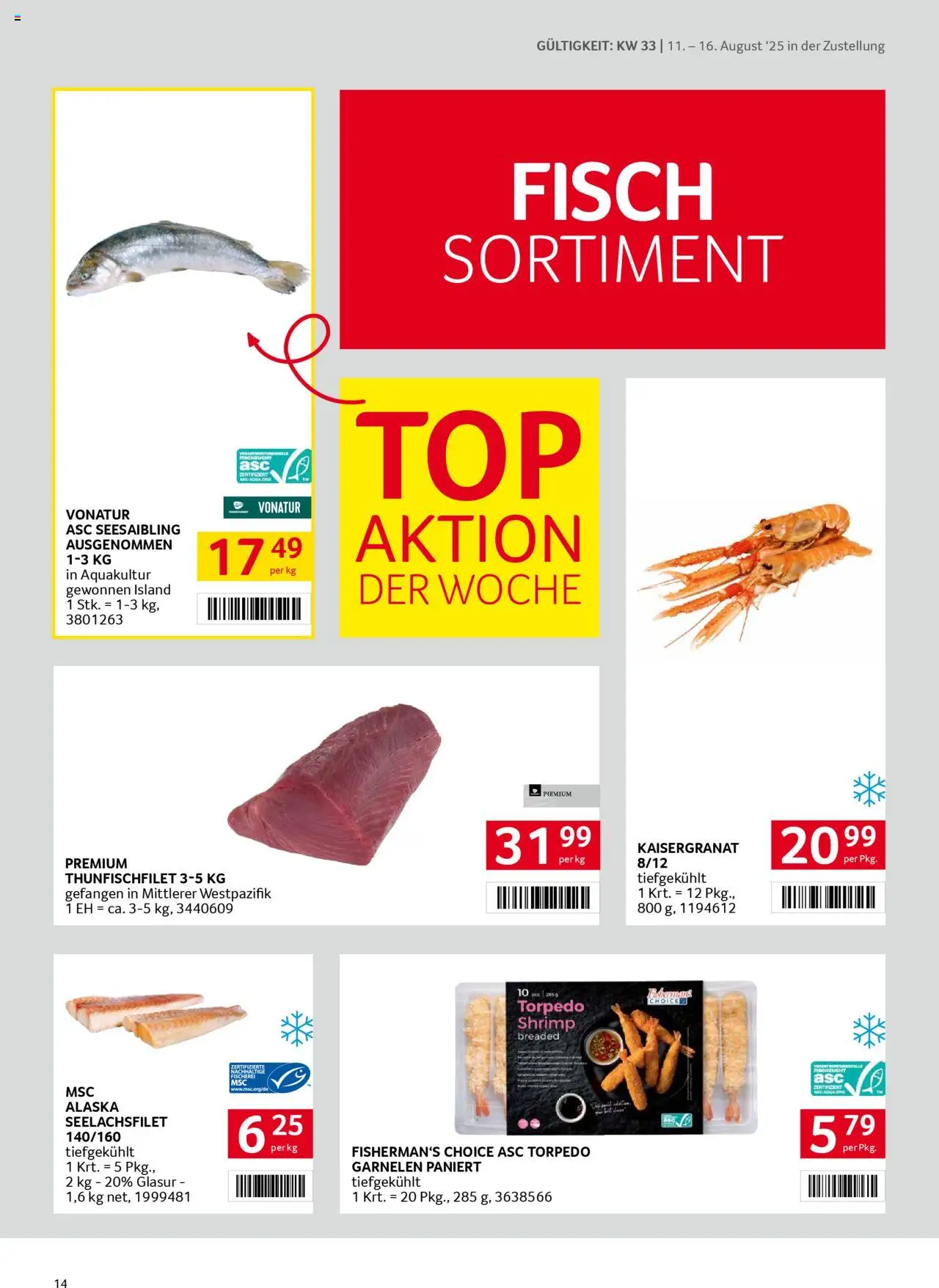Transgourmet  Zustellaktion gültig ab 10.08.2025 | Seite: 14 | Produkte: Fisch