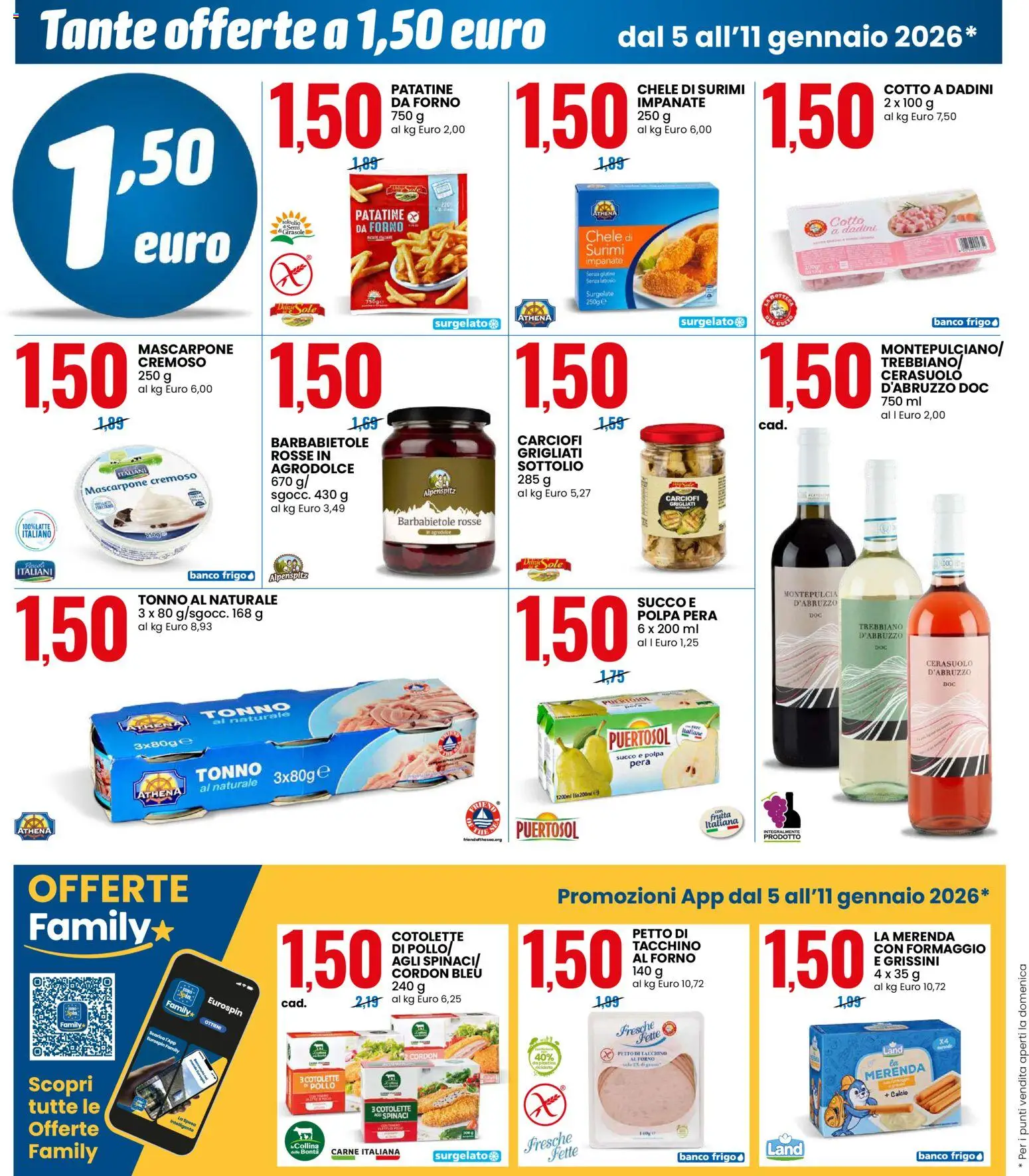 Volantino Eurospin del 05.01.2026 | Pagina: 4 | Prodotti: Formaggio, Pera, Tonno, Tonno al naturale