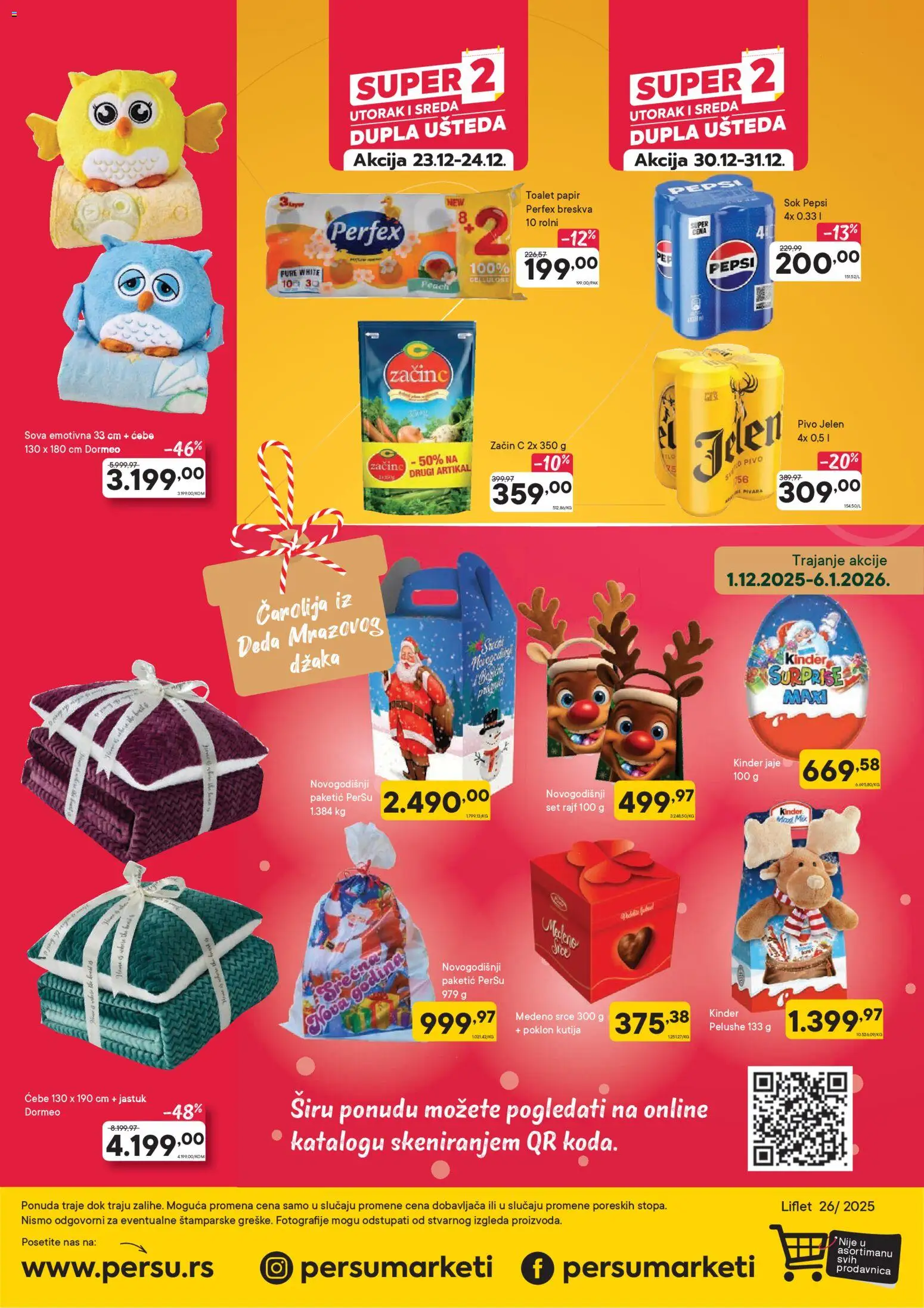 PerSu katalog - važi od 17.12.2025 | Strana: 20 | Proizvode: Ćebe, Šal, Toalet papir, Sok