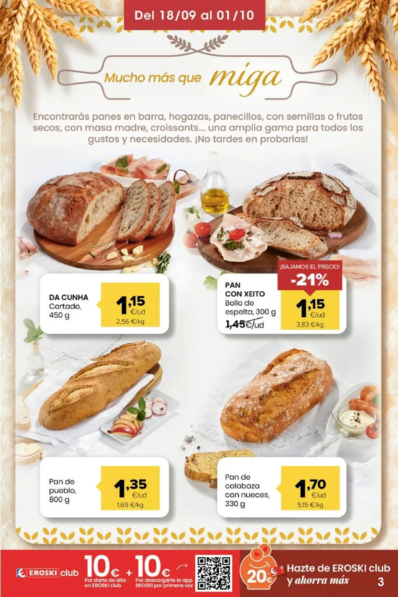 Eroski - Miramos por ti │ válido desde el 18.09.2025 | Página: 3 | Productos: Πράσινο τσάι, Pan