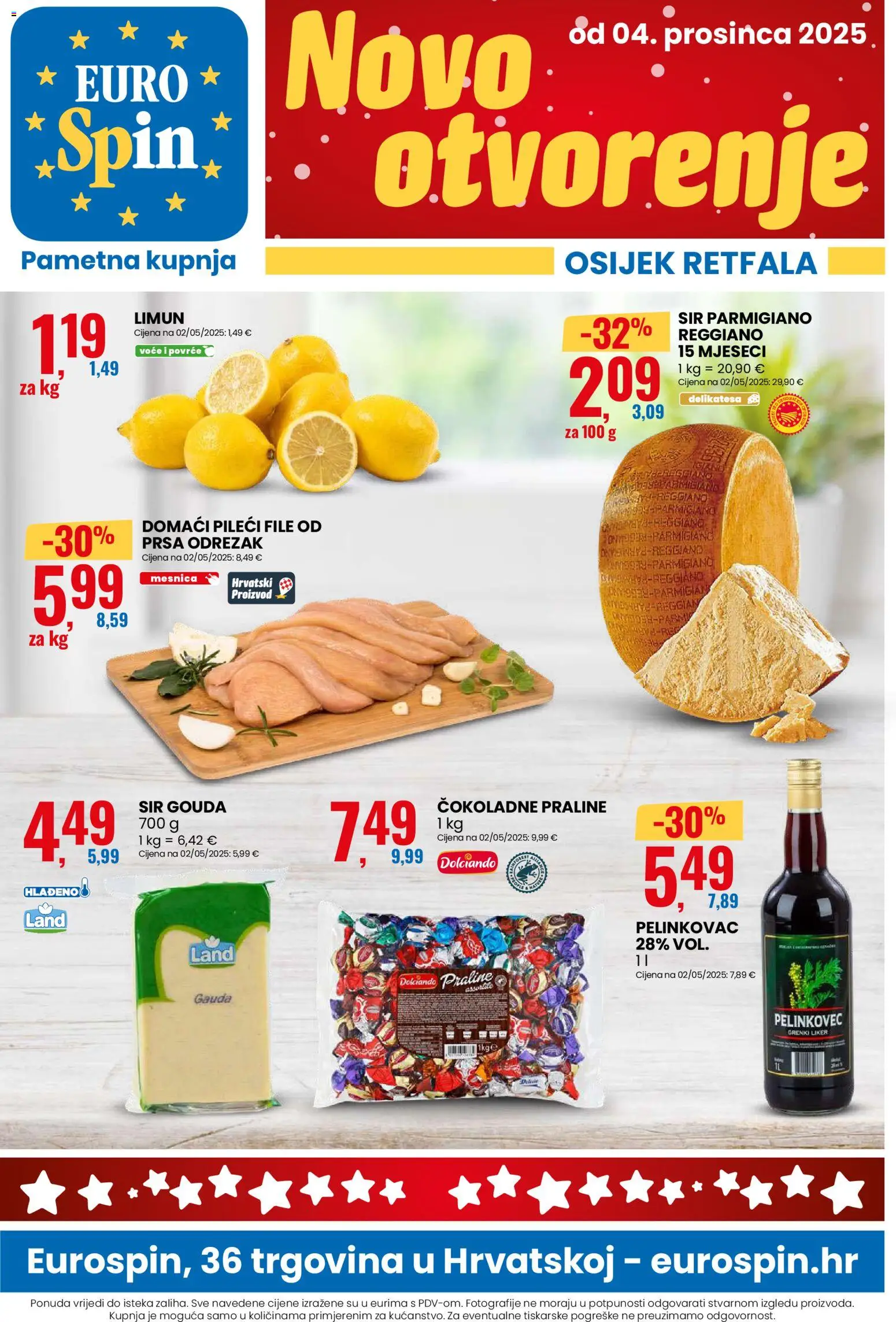 Eurospin katalog | vrijedi od 04.12.2025 | Stranica: 1 | Proizvodi: Praline, Povrće, Liker, Gouda