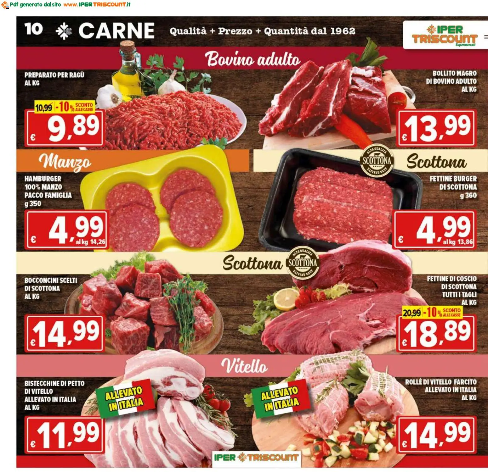 Volantino Ipertriscount del 25.02.2026 | Pagina: 10 | Prodotti: Bovino, Manzo, Vitello, Hamburger