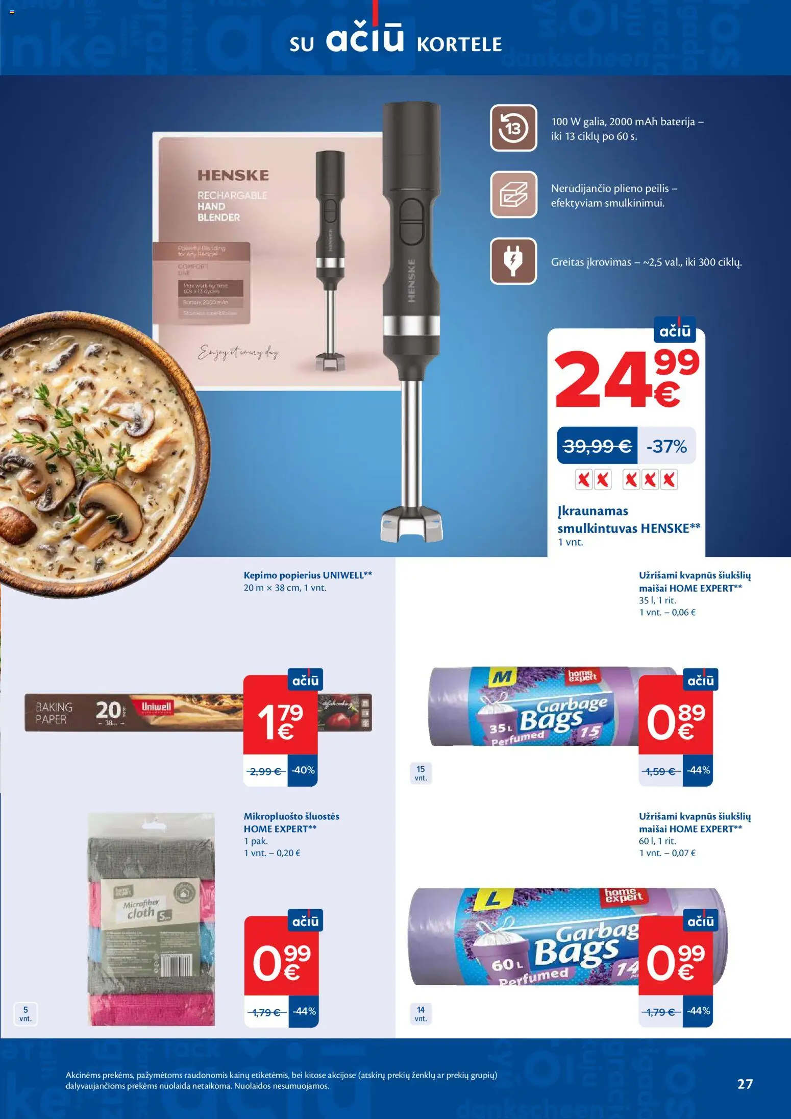 MAXIMA akcijos nuo 17.03.2026 | Puslapis: 27 | Prekių: Kepimo popierius, Baterija, Smulkintuvas