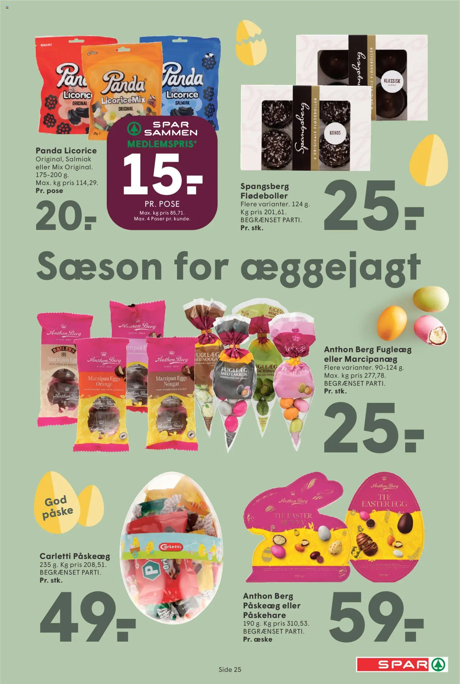 Spar tilbudsavis – gyldig fra 27.03.2026 | Side: 25 | Produkter: Amendoins, Flødeboller, Lakrids, Nougat