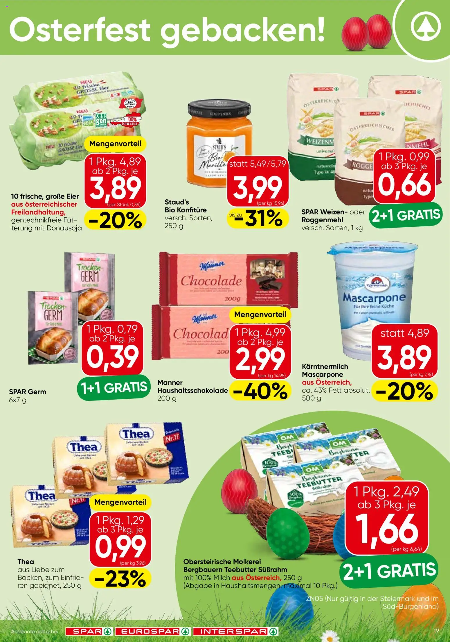 Spar Flugblatt - Steiermark gültig ab 31.03.2026 | Seite: 19 | Produkte: Milch, Eier