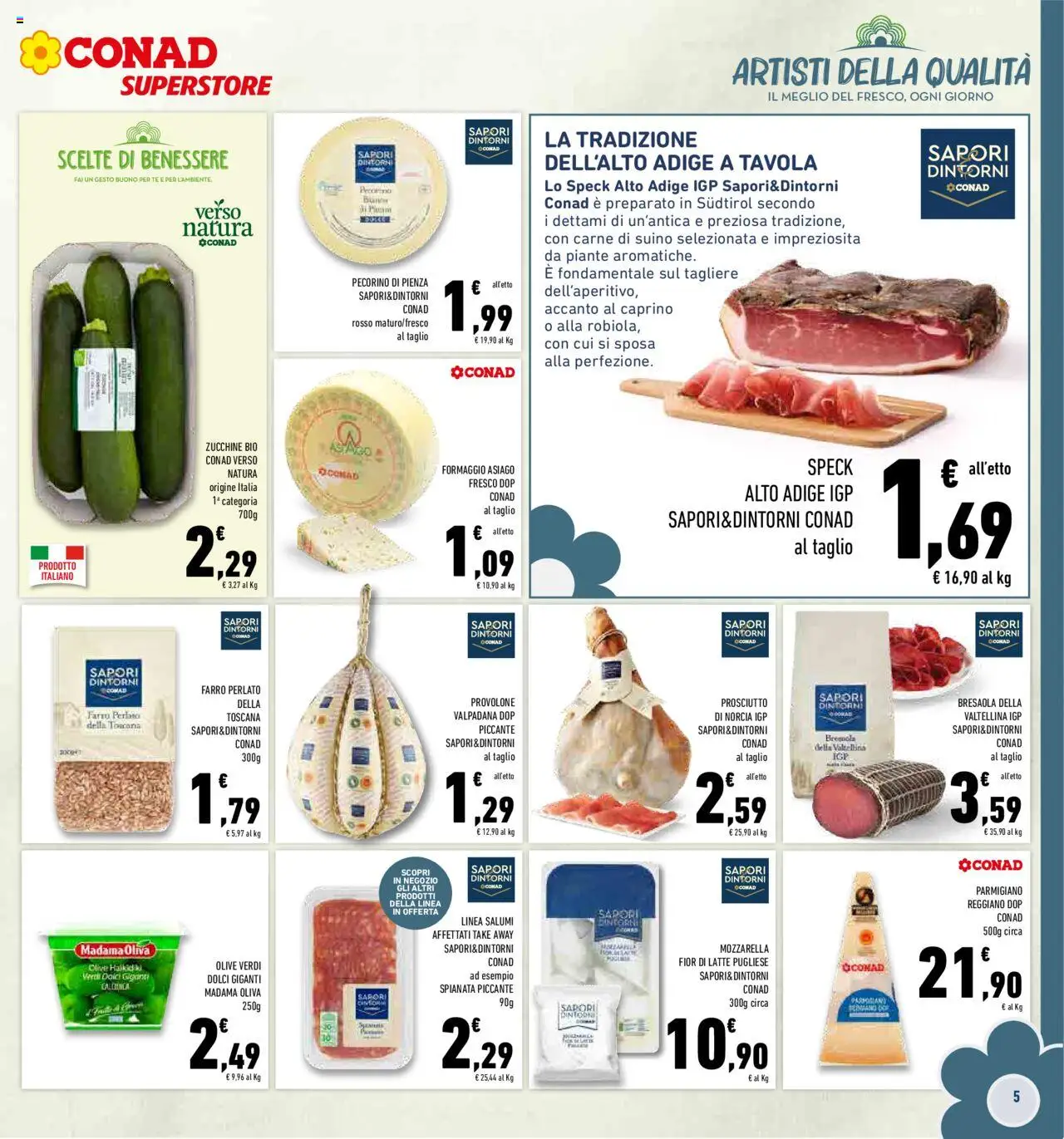 Volantino Conad del 13.08.2025 | Pagina: 5 | Prodotti: Mozzarella, Prosciutto, Tagliere, Zucchine