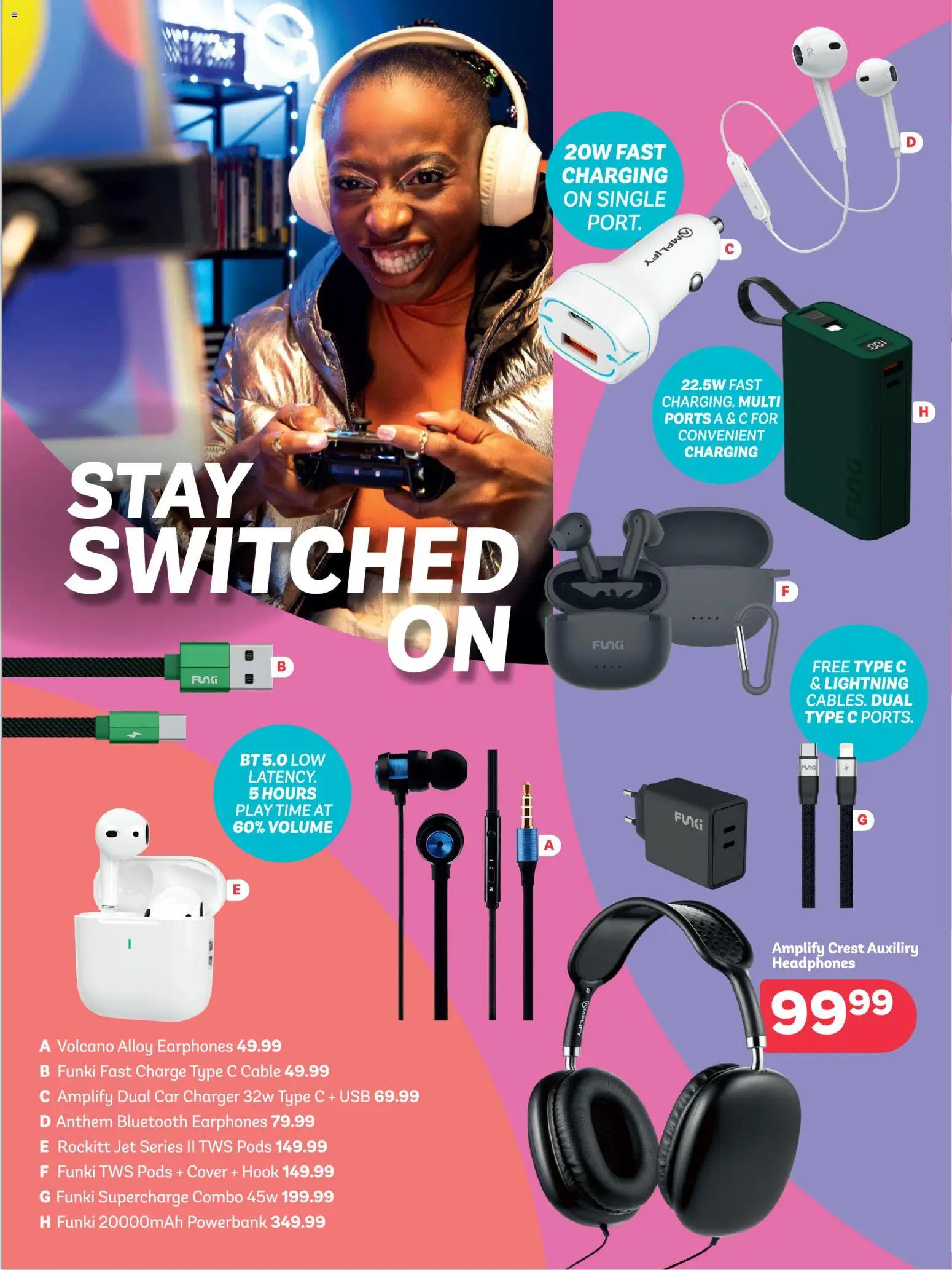 New PEP Stores catalogue – valid from 24.04.2026 | Page: 12 | Products: Car charger, Powerbank, Headphones, USB