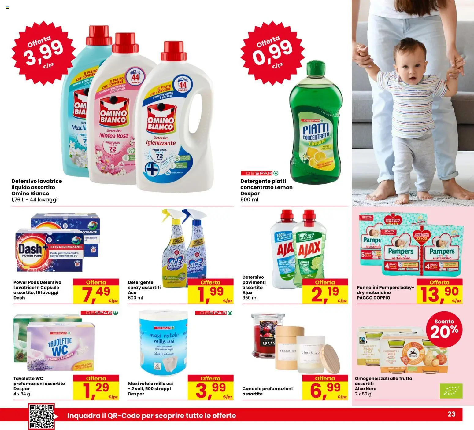 Volantino Eurospar del 22.01.2026 | Pagina: 23 | Prodotti: Pannolini, Detergente, Pampers, WC