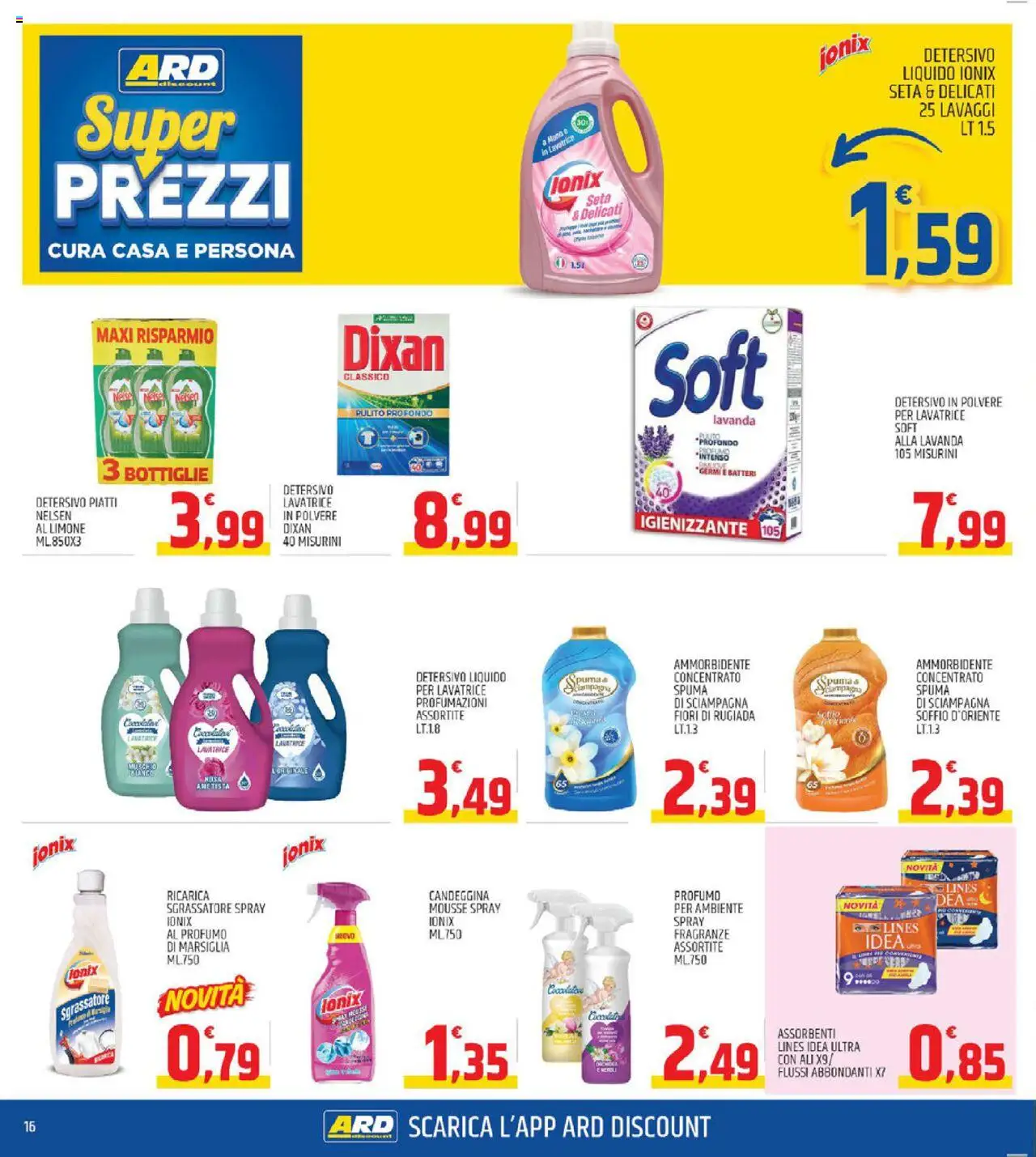 Volantino ARD Discount del 02.10.2025 | Pagina: 16 | Prodotti: Ammorbidente, Candeggina, Lavatrice, Lavanda