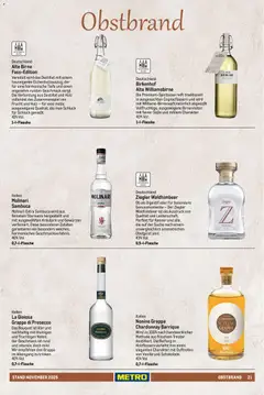 Metro - Spirituosen Sortiment ab 01.12.2025 gültig | Seite: 21 | Produkte: Schokolade, Sambuca, Prosecco, Birne