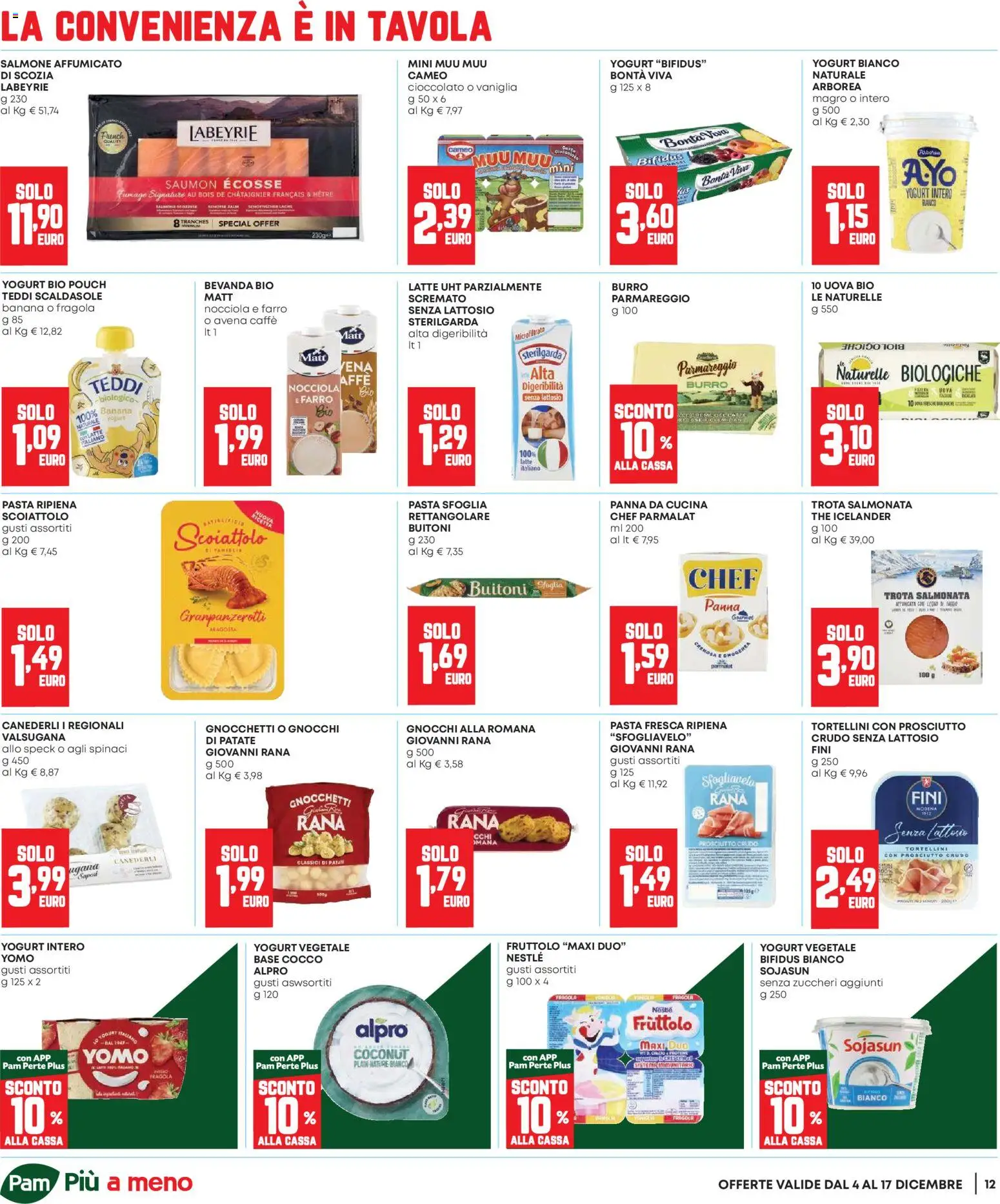 Volantino Panorama del 04.12.2025 | Pagina: 12 | Prodotti: Salmone, Pasta sfoglia, Burro, Farro