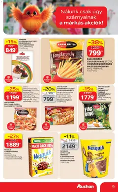 Auchan Kedvenc Márkáink - amely érvényes a következő dátumtól: 09.04.2026 | Oldal: 9 | Termékek: Gabonapehely, Nesquik, Pizza, Hasábburgonya