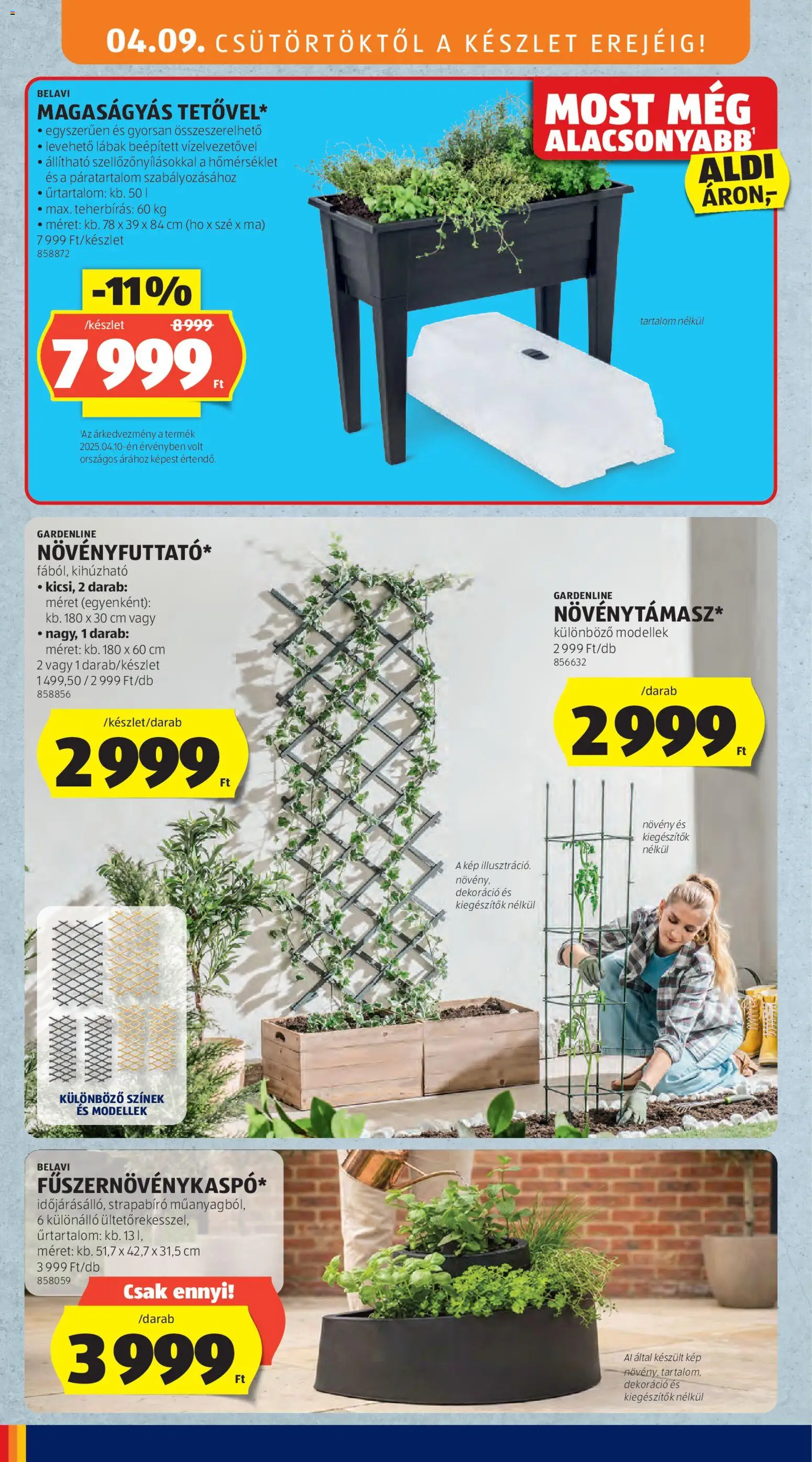 Aldi akciós ujság - amely érvényes a következő dátumtól: 09.04.2026 | Oldal: 2 | Termékek: Magaságyás, Dekoráció