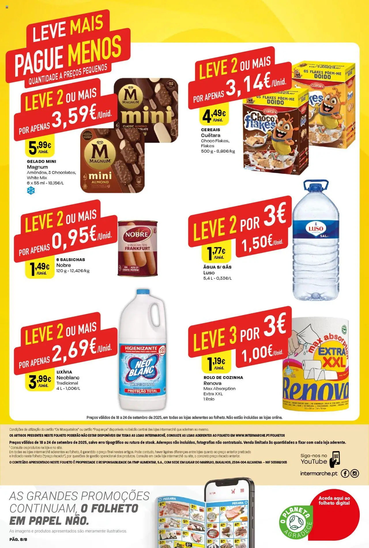 Intermarché Folheto Mini │ válido de 18.09.2025 | Página: 8 | Produtos: Agua, Gelado, Cereais, Proteina