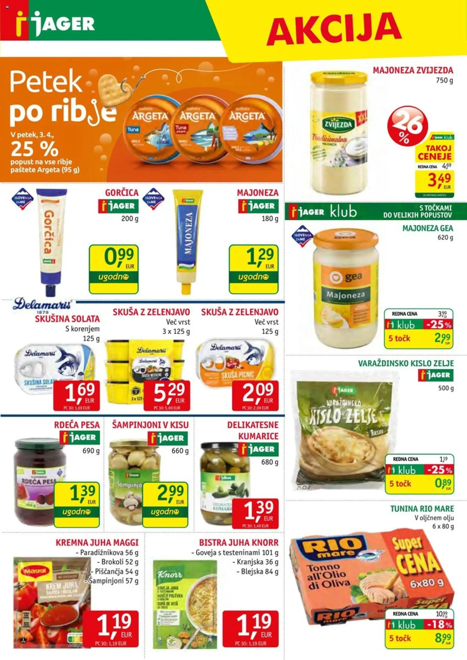 Novi Jager katalog ponudbe – veljaven od 01.04.2026 | Stran: 9 | Izdelki: Juha, Tuna, Majoneza, Pesa