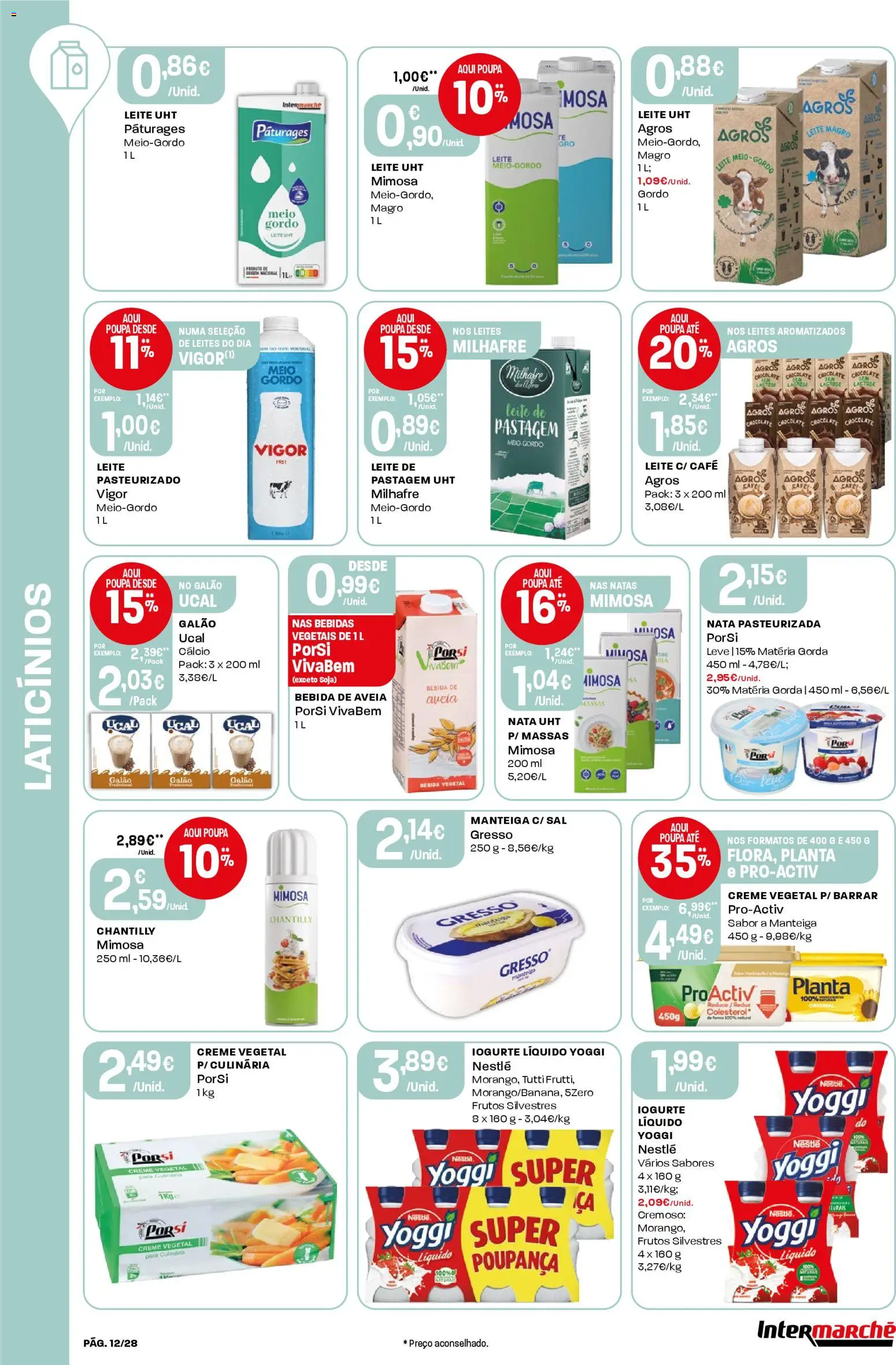 Intermarché Folheto Contact │ válido de 23.04.2026 | Página: 12 | Produtos: Cálcio, Leite, Café, Chocolate