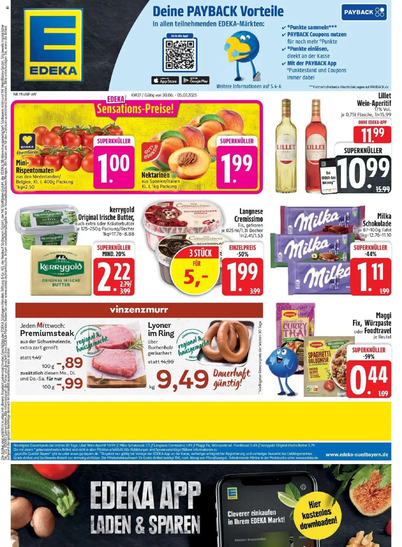 Edeka prospekt Murnau	 - gültig ab dem 29.06.2025 | Seite: 1 | Produkte: Langnese, Schokolade, Kräuterbutter, Milka