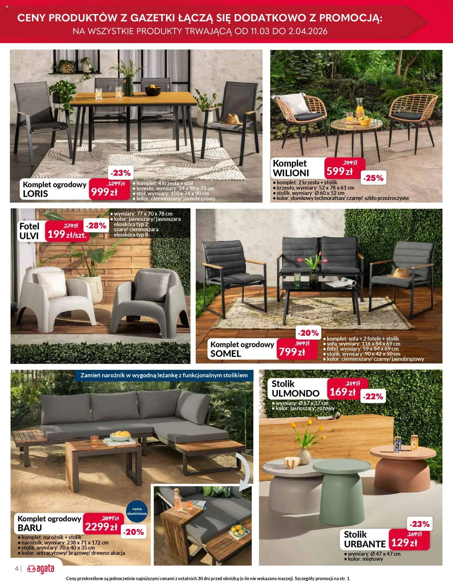 Salony Agata gazetka od 11.03.2026 | Strona: 4 | Produkty: Sofa, Fotel, Stół