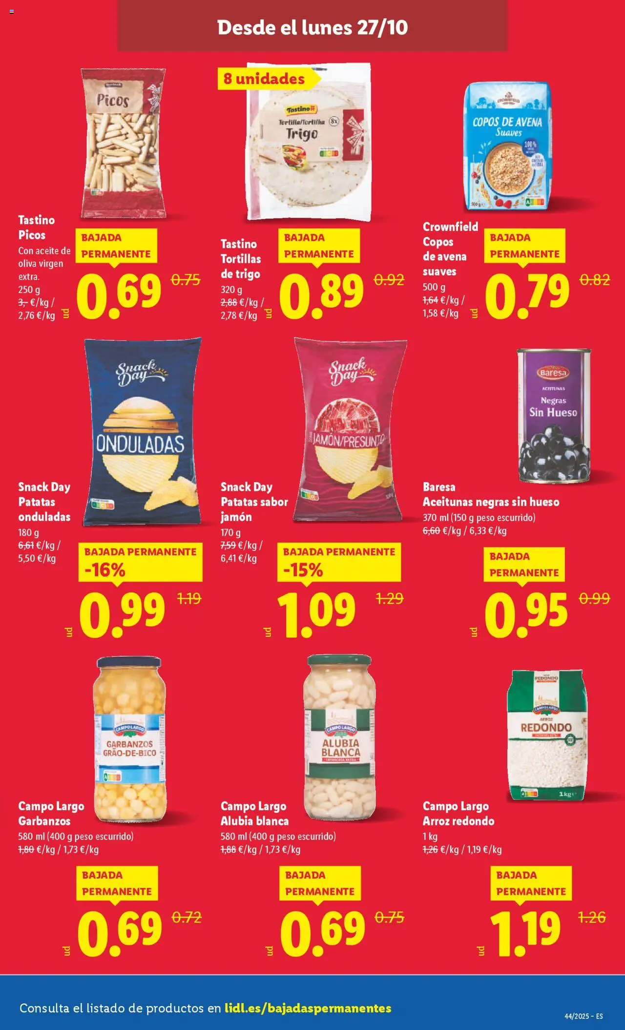 Lidl catálogo VAL │ válido desde el 27.10.2025 | Página: 3 | Productos: Jamón, Arroz, Aceite de oliva, Peso