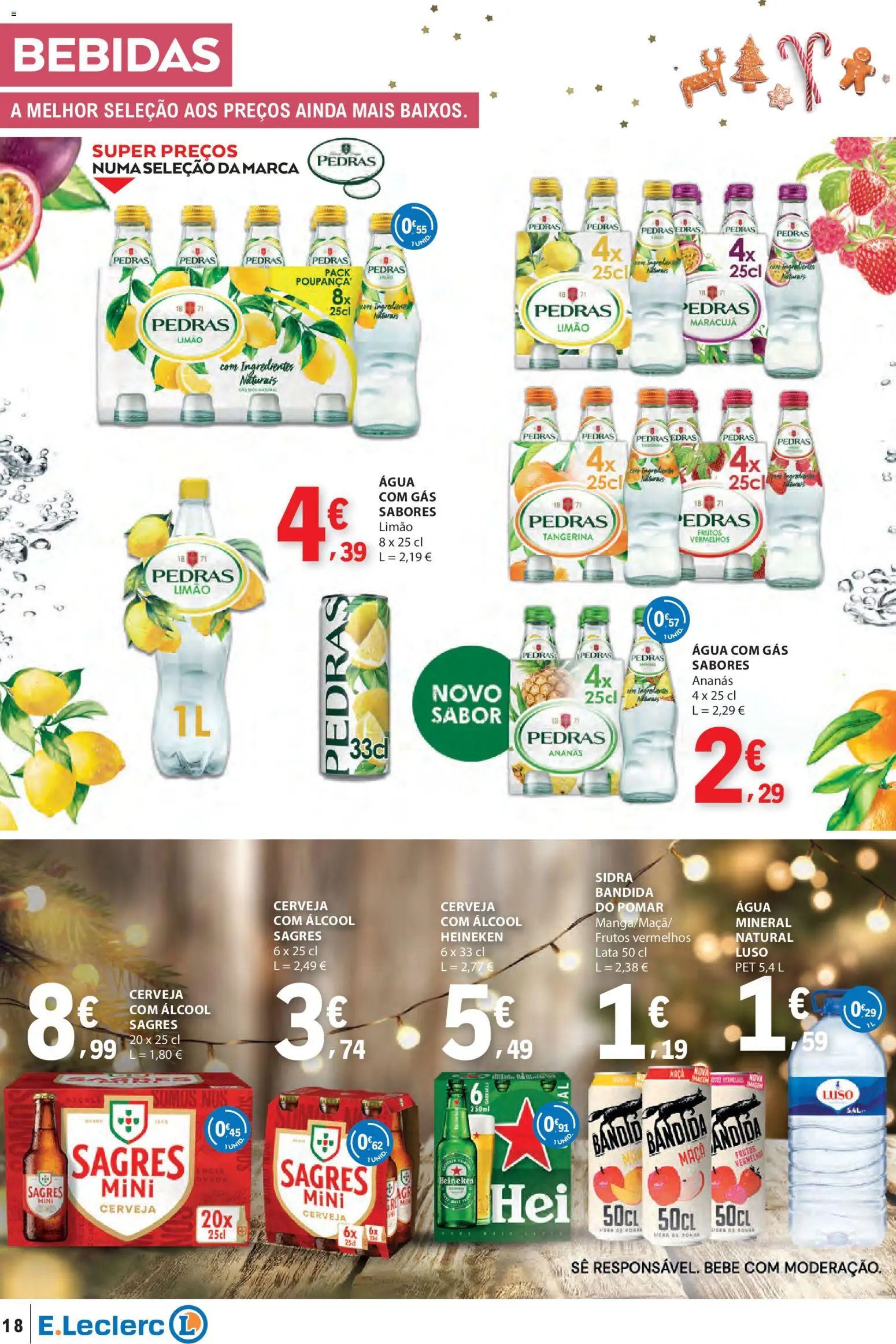 E.Leclerc folheto │ válido de 18.12.2025 | Página: 18 | Produtos: Agua, Maça, Cerveja, Água com gás