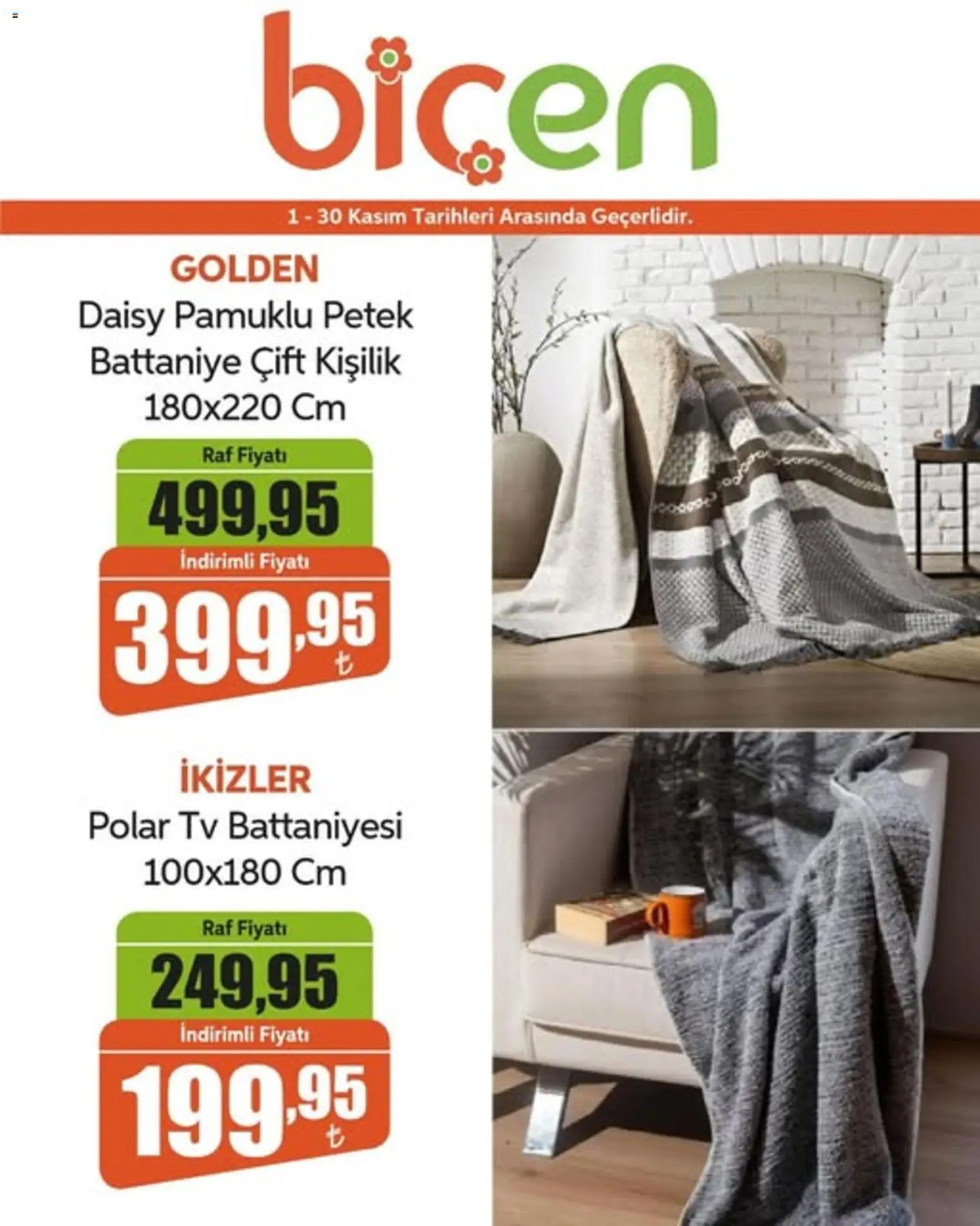 Biçen Market İndirim - 01.11.2025 tarihinden itibaren geçerlidir | Sayfa: 1 | Ürünler: Battaniye, Raf, TV