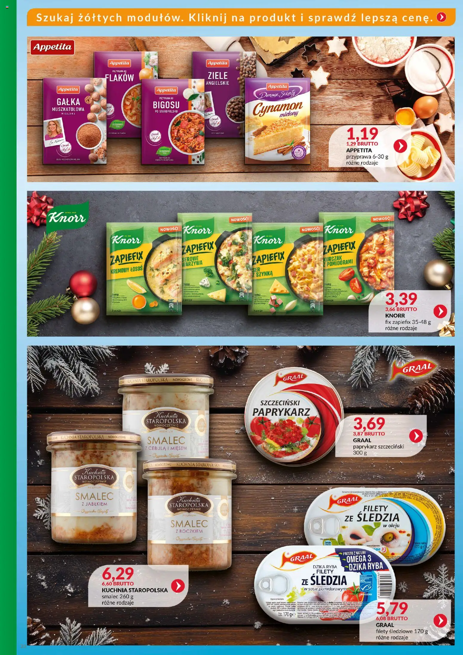 Eurocash Gazetka - Katalog Artykułów Spożywczych od 16.11.2025 | Strona: 32 | Produkty: Ziele angielskie, Paprykarz szczeciński, Szynka, Łosoś