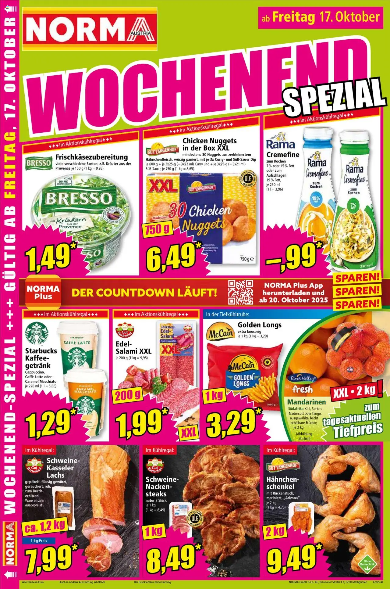 Norma Flugblatt gültig ab 13.10.2025 | Seite: 16 | Produkte: Mandarinen, Box, Kaffee, Salami