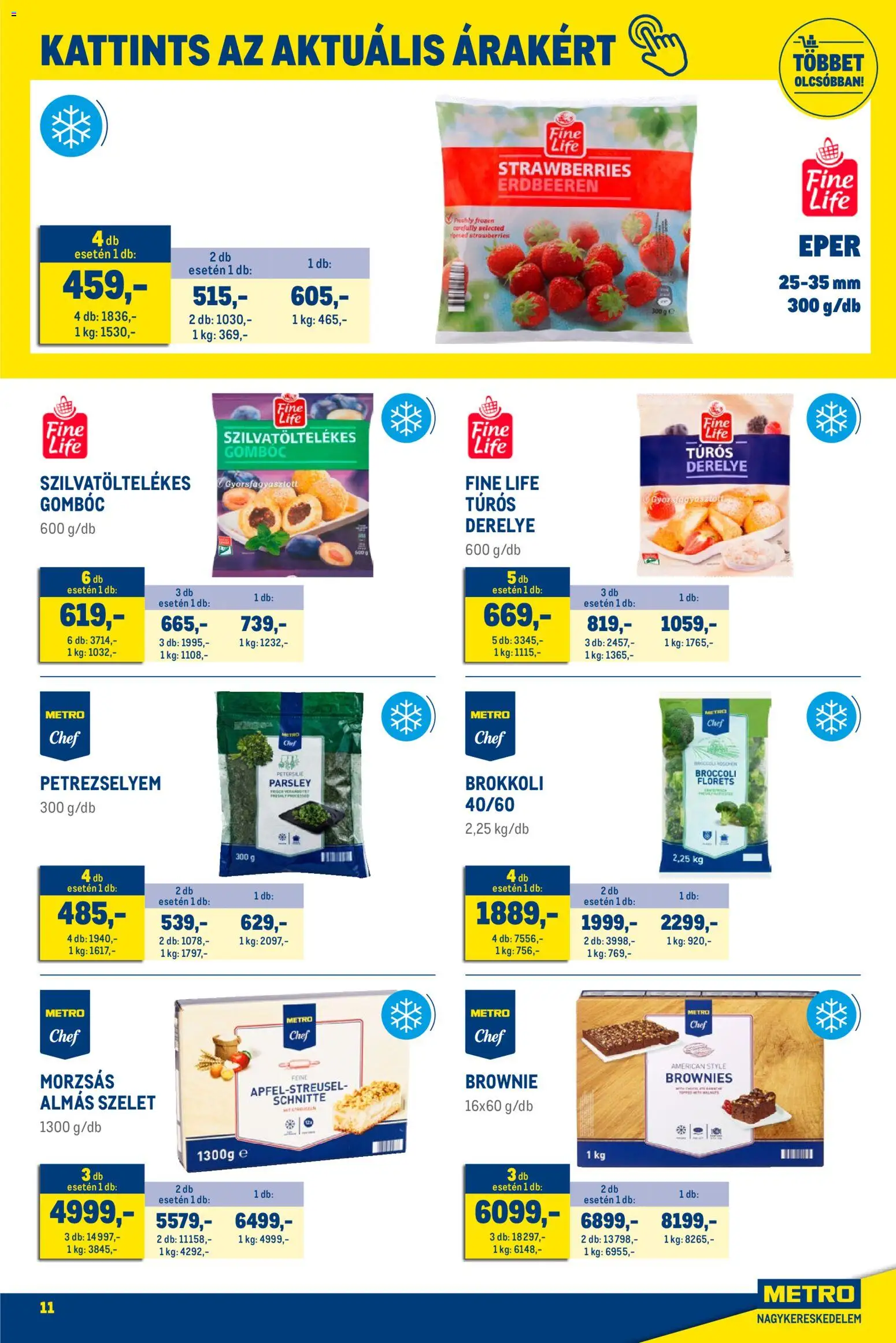 Metro akciós ujság - amely érvényes a következő dátumtól: 01.02.2026 | Oldal: 11 | Termékek: Petrezselyem, Eper, Brownie, Brokkoli