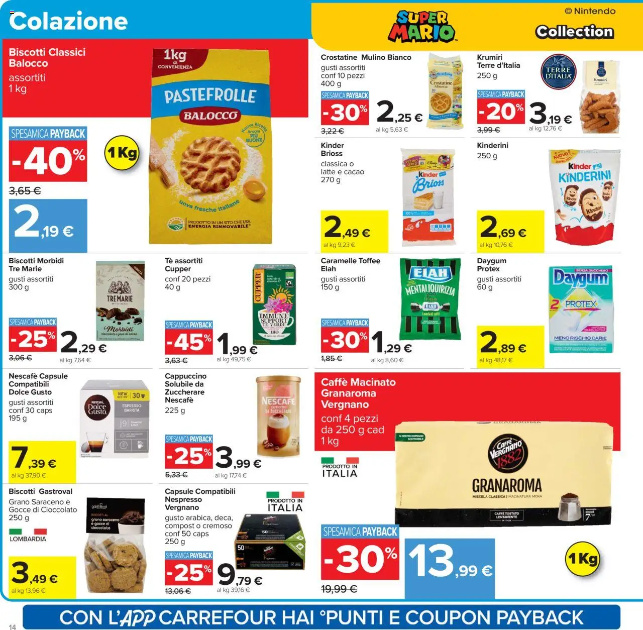 Volantino Carrefour del 15.09.2025 | Pagina: 14 | Prodotti: Caffè, Zucchero, Latte, Cacao