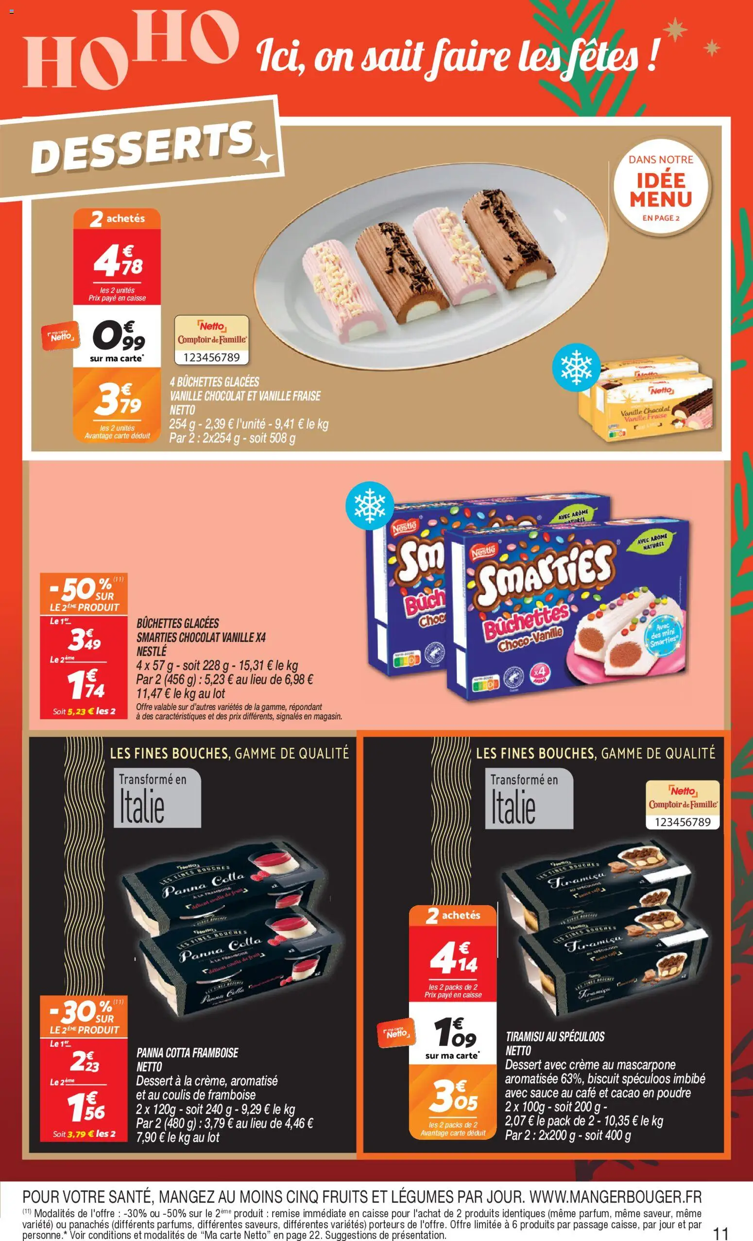 {H1} | Page: 11 | Produits: Fraise, Spéculoos, Café, Crème