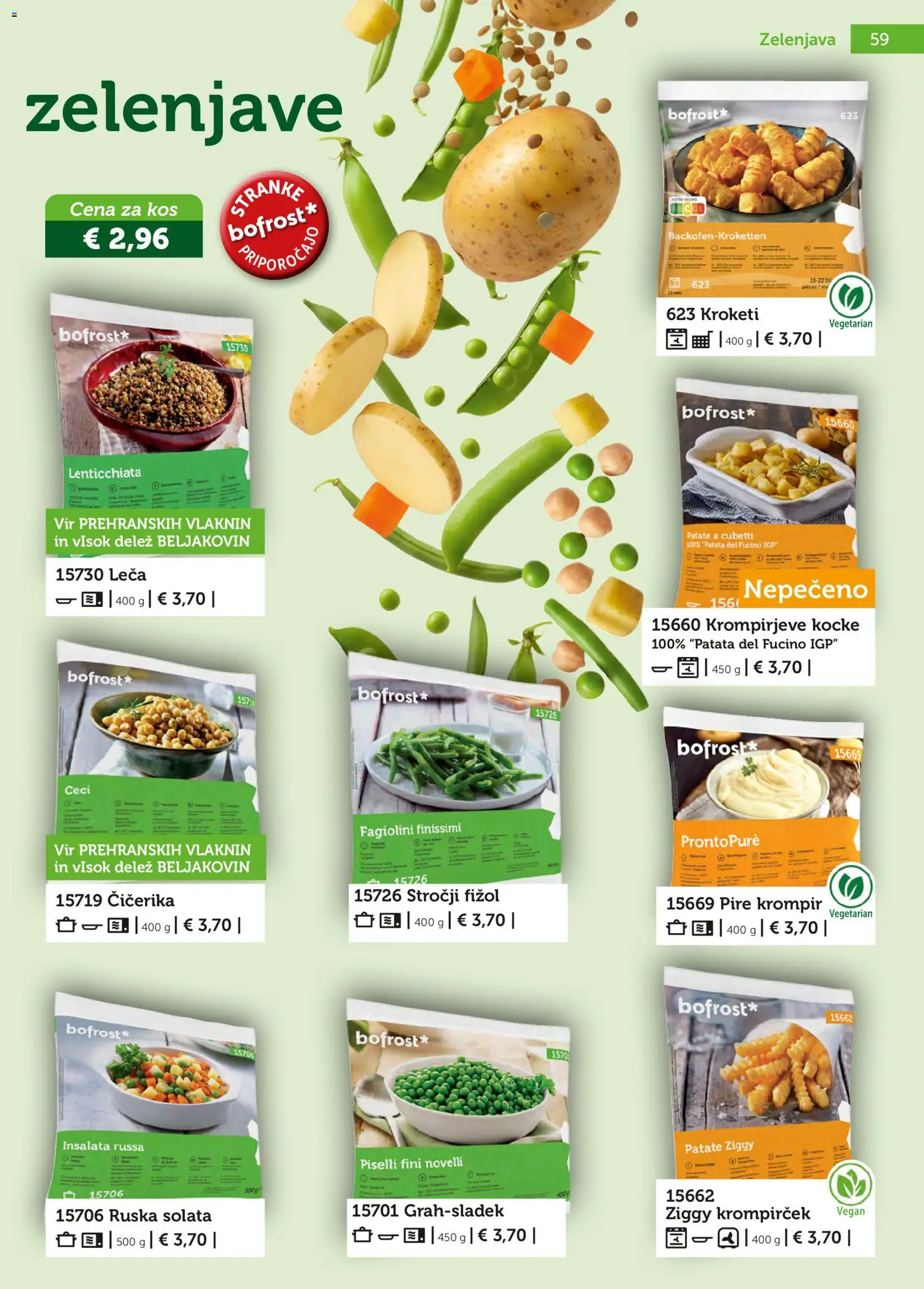 Novi Bofrost katalog ponudbe – veljaven od 04.03.2026 | Stran: 59 | Izdelki: Leča, Solata, Krompir, Zelenjava