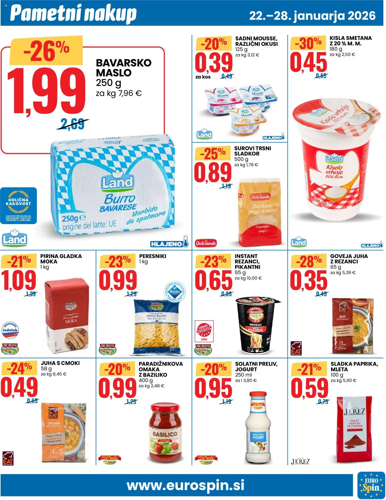 Novi Eurospin katalog ponudbe – veljaven od 22.01.2026 | Stran: 7 | Izdelki: Juha, Kisla smetana, Smetana, Mesa alta