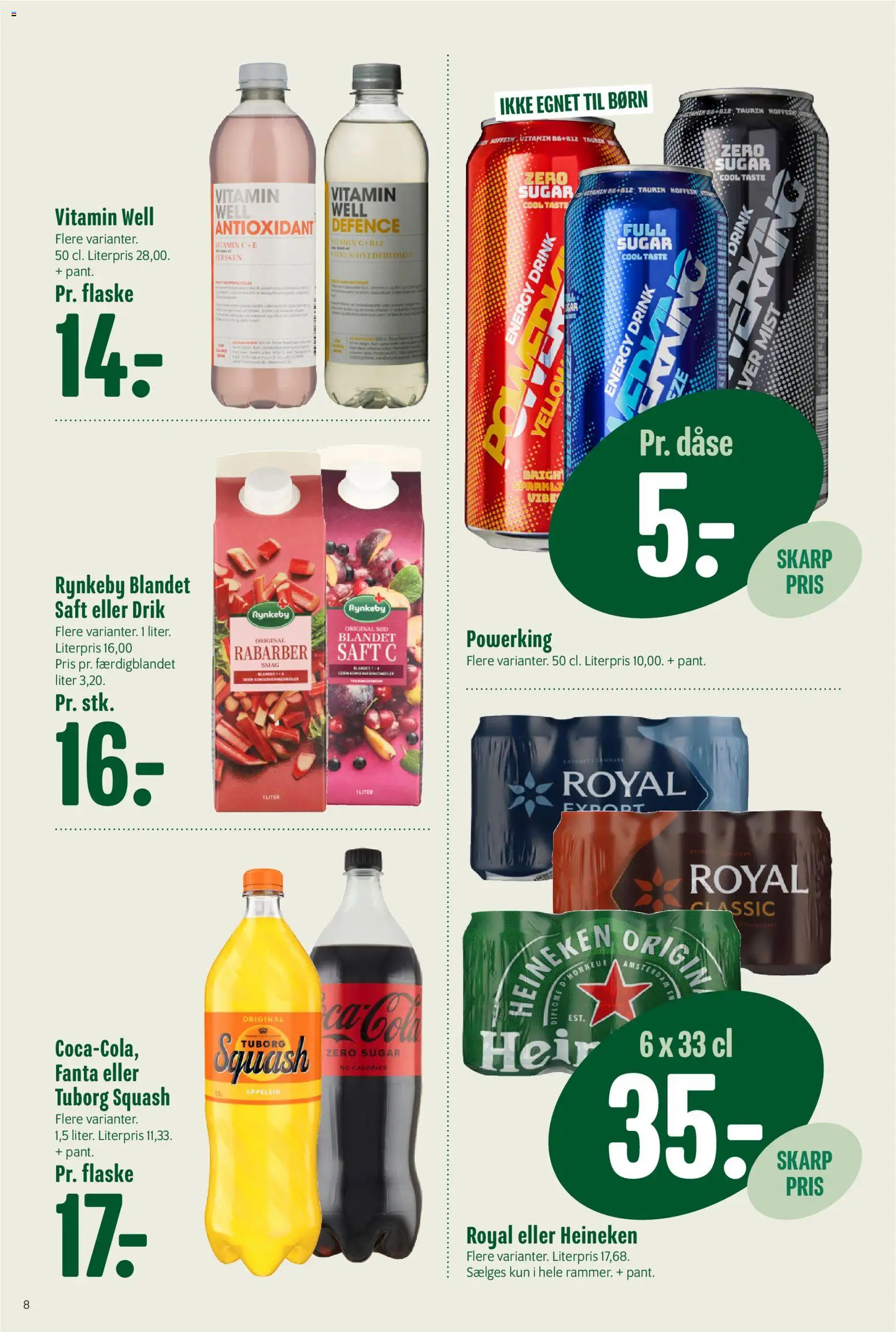 Min Købmand tilbudsavis – gyldig fra 16.01.2026 | Side: 8 | Produkter: Rabarber, Squash, Fanta, Tuborg Squash