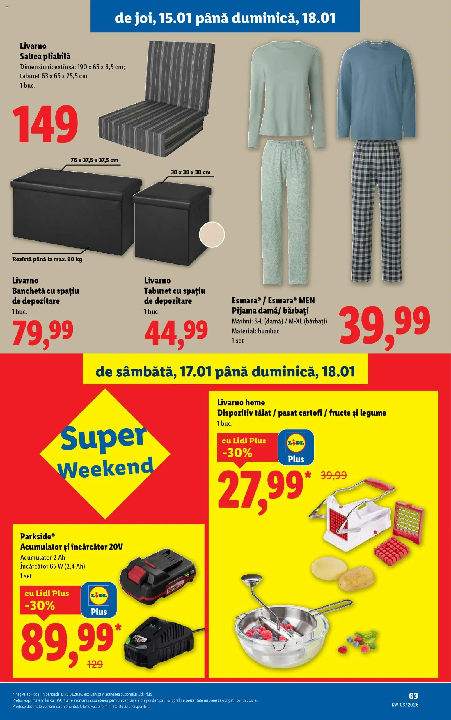 Noul catalog Lidl – valabil de la 12.01.2026 | Pagină: 63 | Produse: Taburet, Cartofi, Legume, Fructe