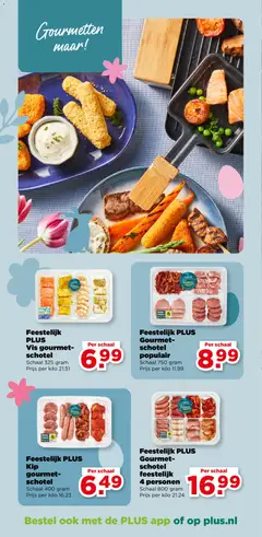Feestelijk PLUS Kip gourmet-schotel, Kip gourmet-schotel, schaal 400 gram - Voorbeeld van een folder van Plus, geldig van 01.04.2026 | Pagina: 34 | Producten: Vis, Schaal, Kip
