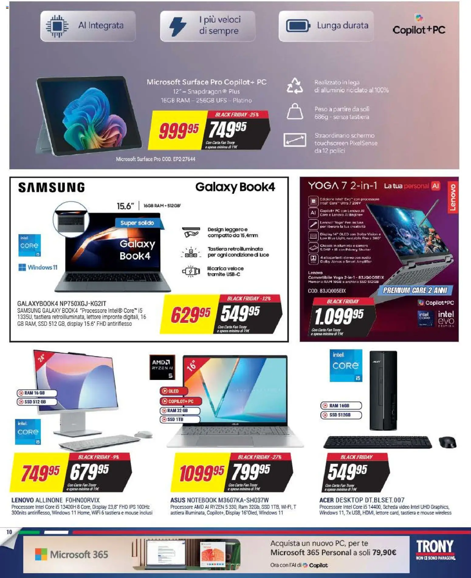 Volantino Trony del 25.11.2025 | Pagina: 10 | Prodotti: Schermo, Tastiera, Video, Samsung