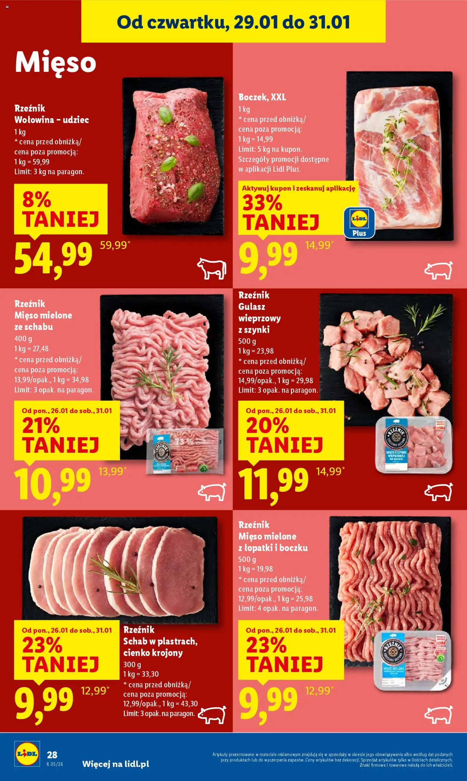 Lidl Gazetka od 29.01.2026 | Strona: 28 | Produkty: Mięso, Mięso mielone, Wołowina, Gulasz