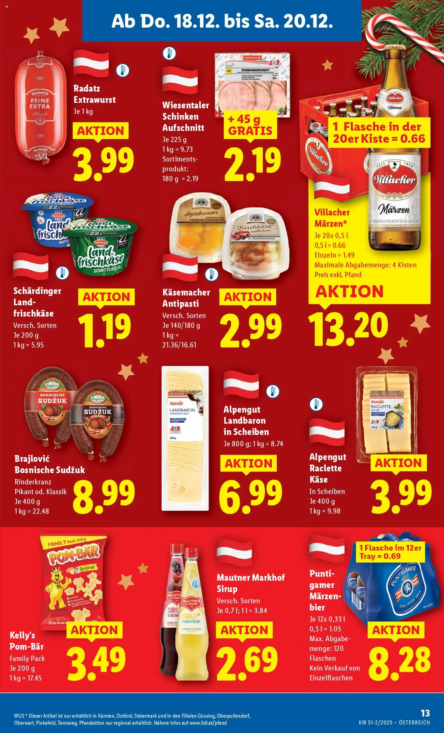 Lidl Flugblatt - Oberpullendorf, Güssing, Oberwart gültig ab 18.12.2025 | Seite: 15 | Produkte: Zucker, Käse, Schinken, Bier