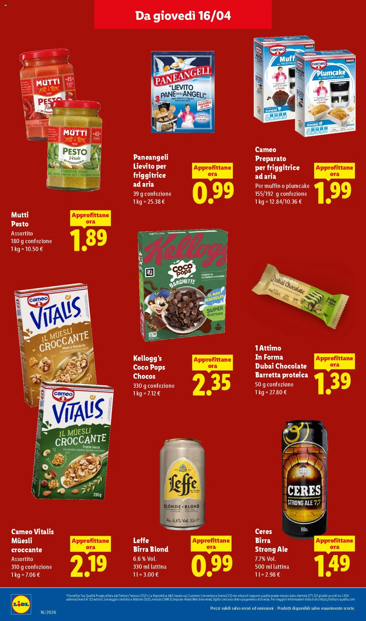 Volantino Lidl del 16.04.2026 | Pagina: 14 | Prodotti: Birra, Top, Mandorle, Pecorino