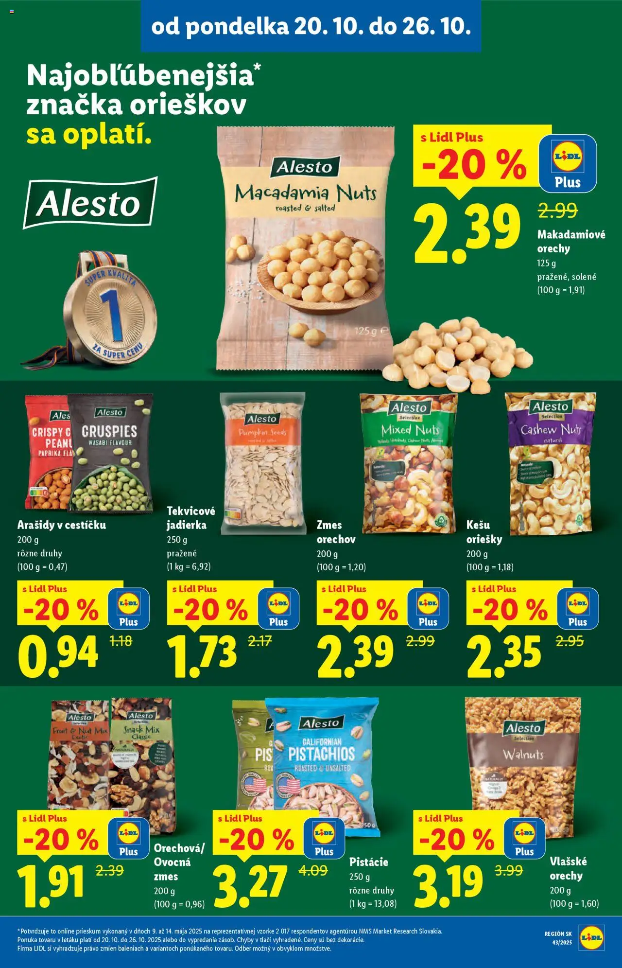 Nové Lidl akcie – leták je platný od 20.10.2025 | Strana: 44 | Produkty: Paprika, Orechy, Arašidy, Pistácie