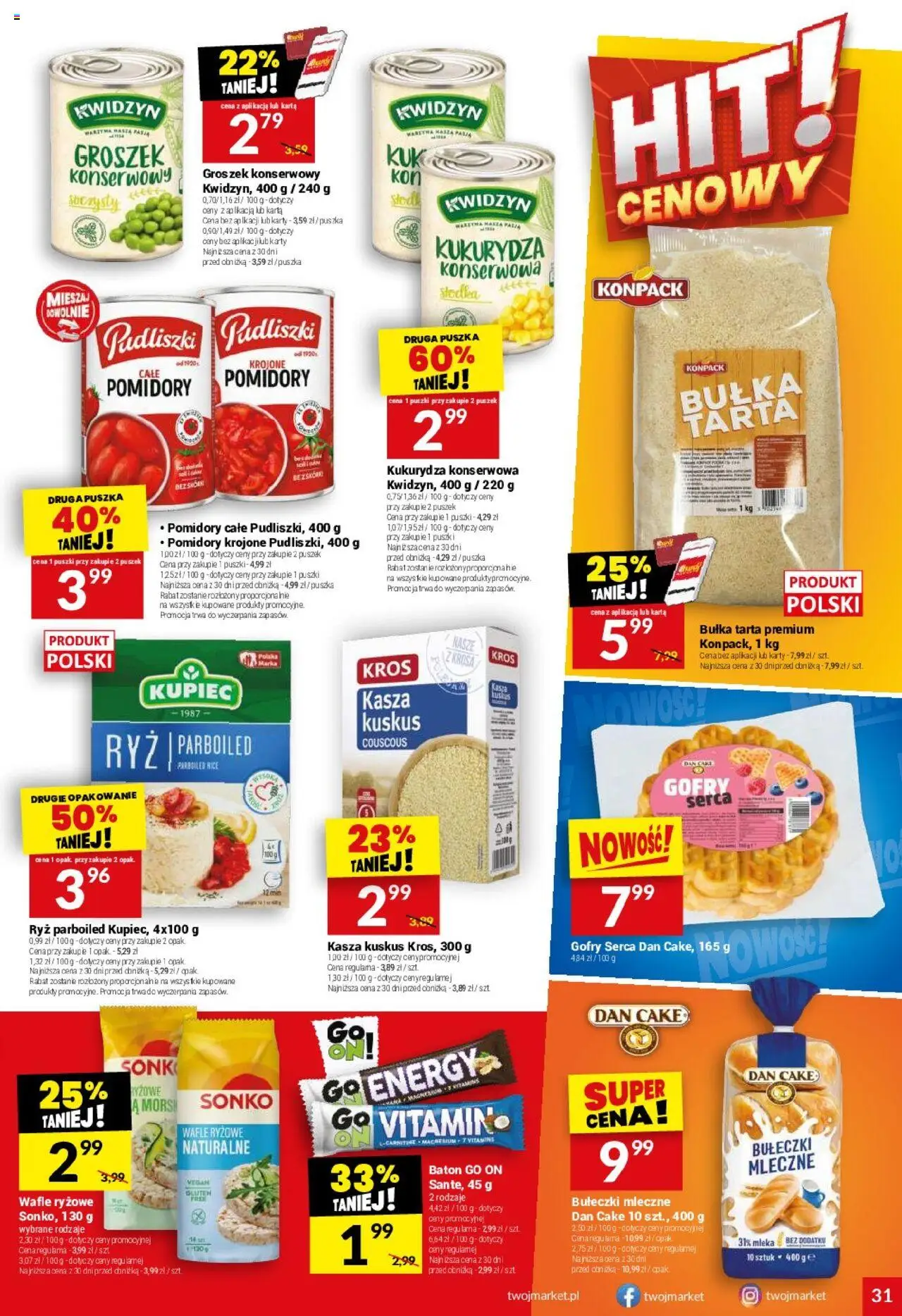 Twój Market Gazetka od 27.08.2025 | Strona: 31 | Produkty: Karta, Mleka, Groszek konserwowy, Baton