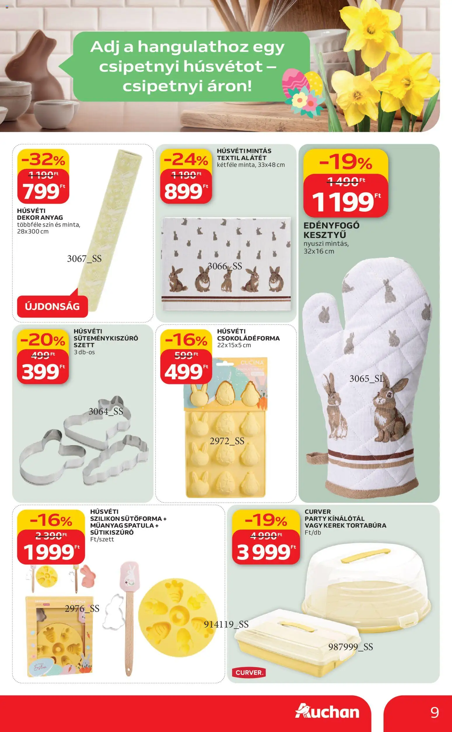 Auchan akciós ujság - amely érvényes a következő dátumtól: 19.02.2026 | Oldal: 9 | Termékek: Kesztyű, Sütőforma