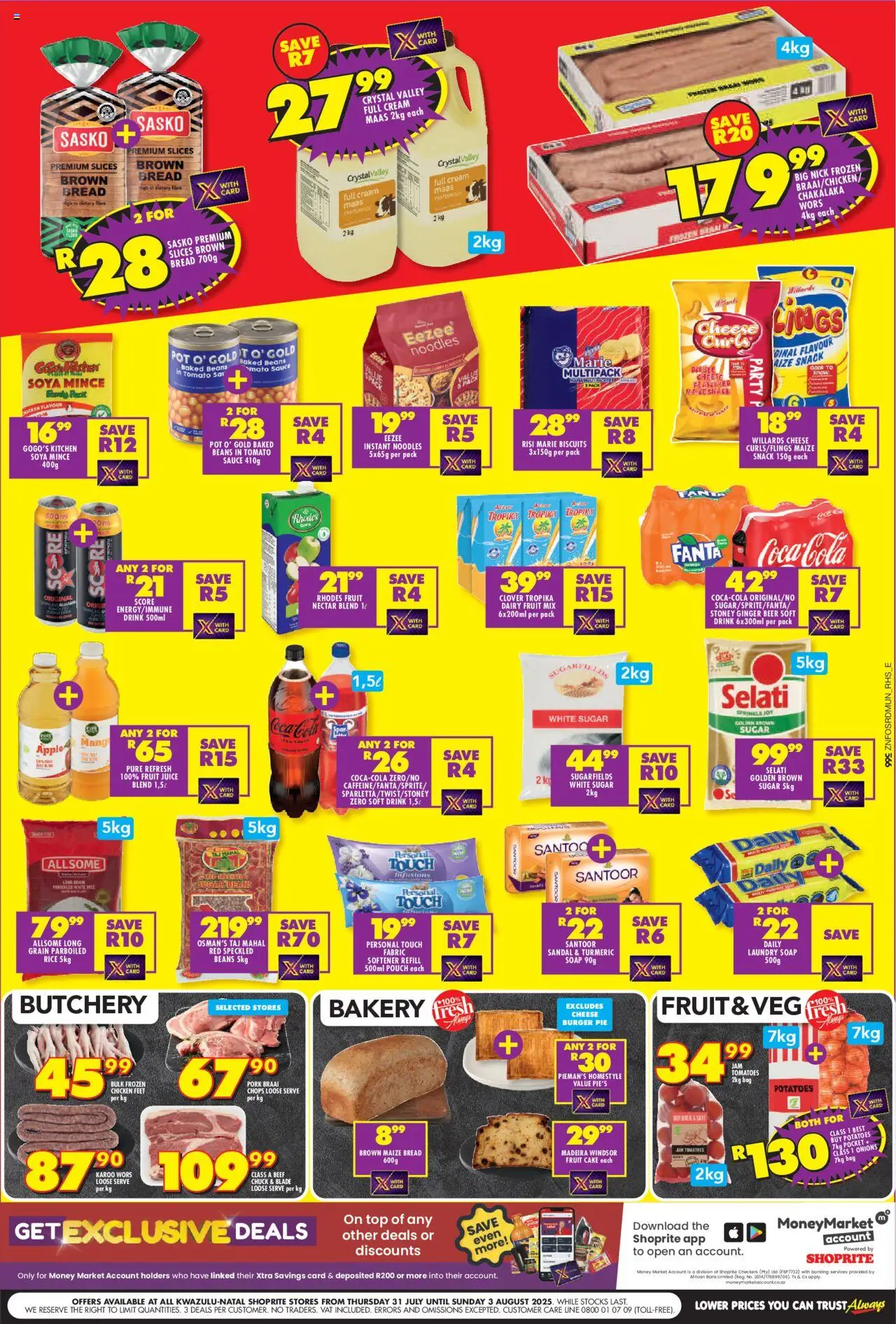 Shoprite KwaZulu-Natal - Low Price Bonanza │ valid from 31.07.2025 | Page: 2 | Products: Cheese, Chicken, Cream, Soap