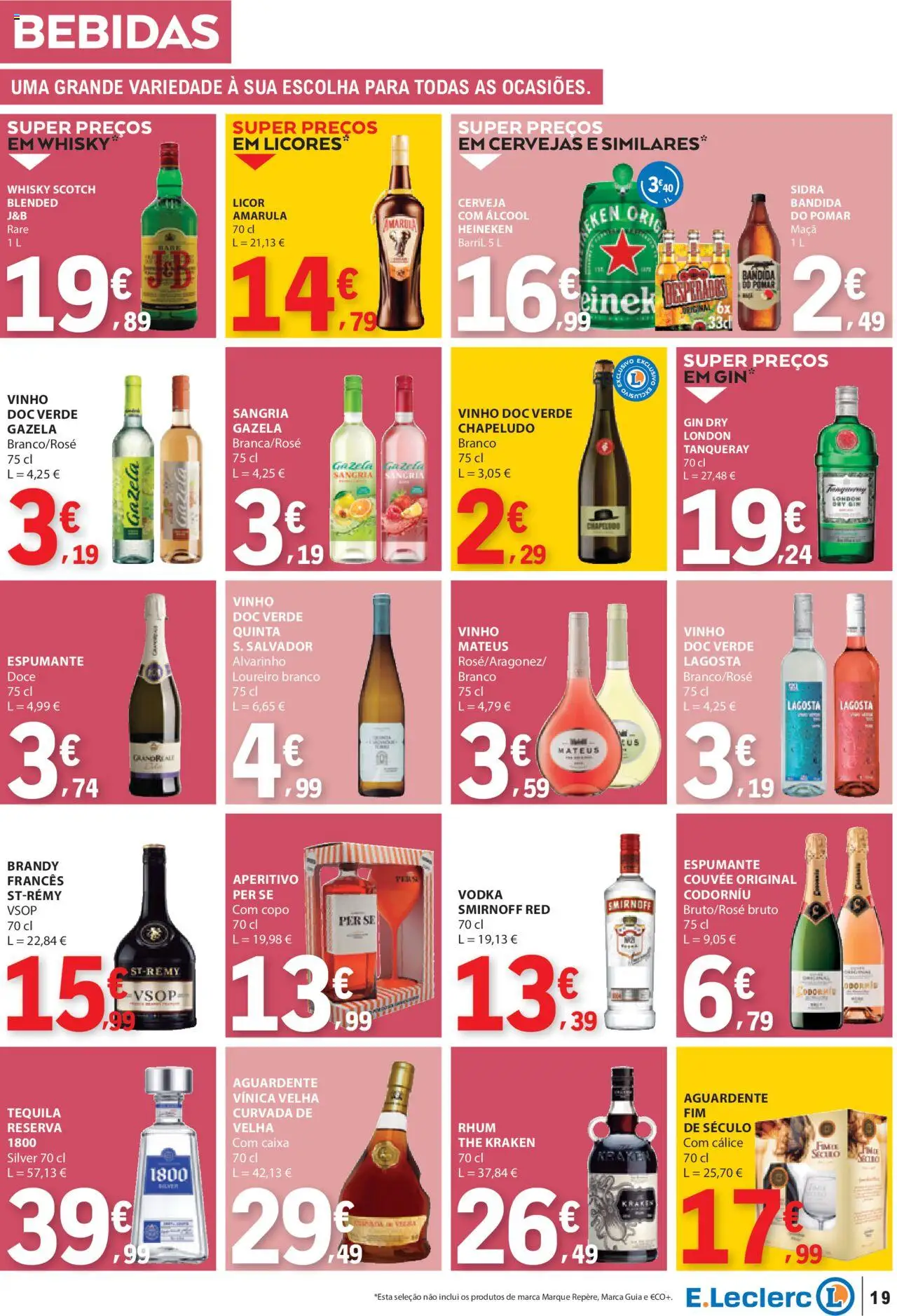 E.Leclerc folheto │ válido de 14.08.2025 | Página: 19 | Produtos: Espumante, Licor, Vinho, Cerveja