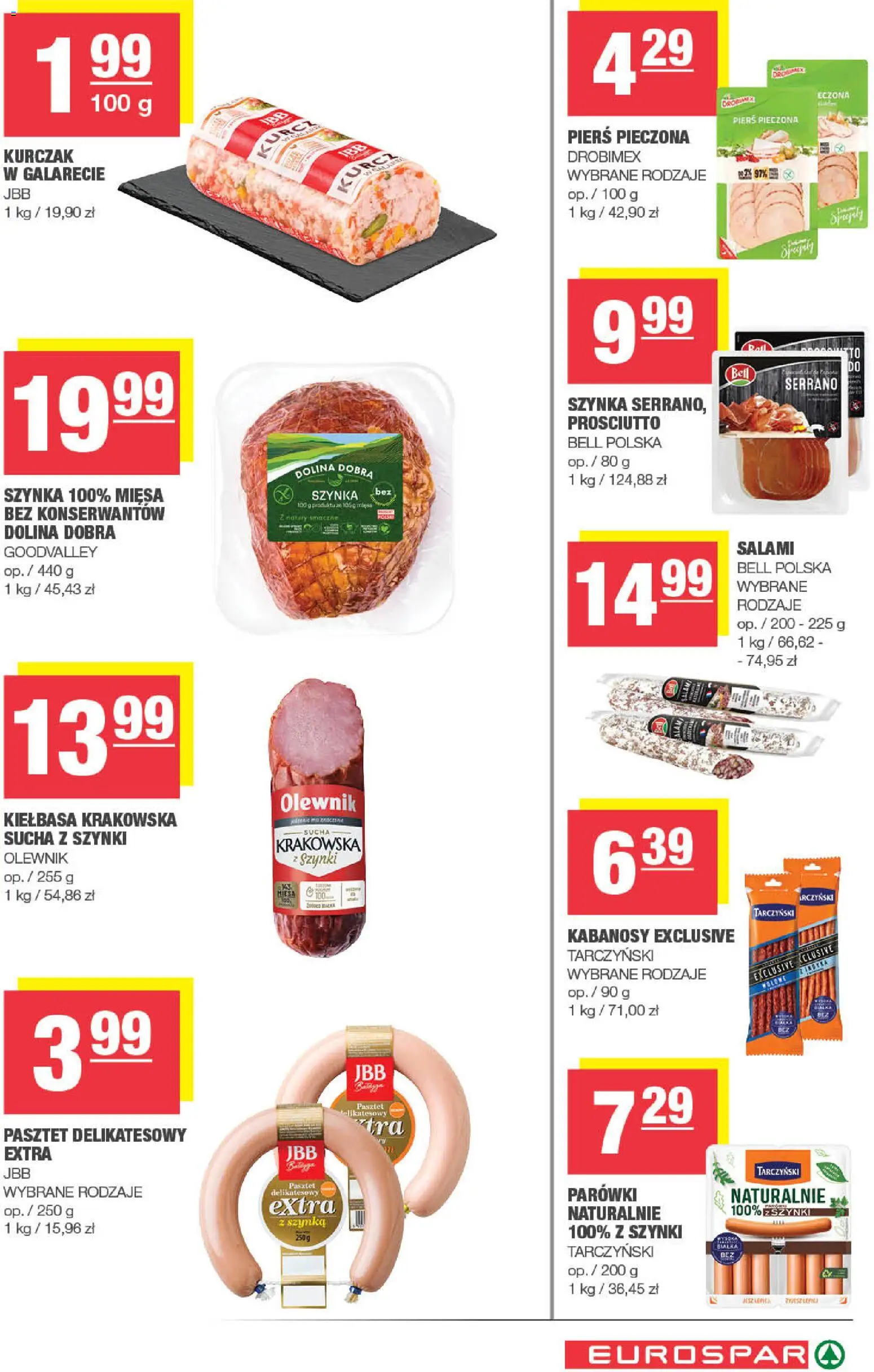 Spar Gazetka - Eurospar od 01.12.2025 | Strona: 7 | Produkty: Kiełbasa, Szynka, Kiełbasa krakowska, Salami