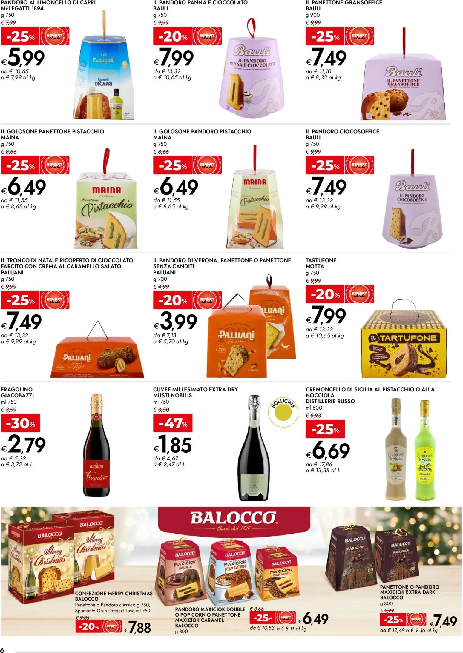 Volantino bennet del 27.11.2025 | Pagina: 6 | Prodotti: Panna, Pandoro, Panettone, Pop corn