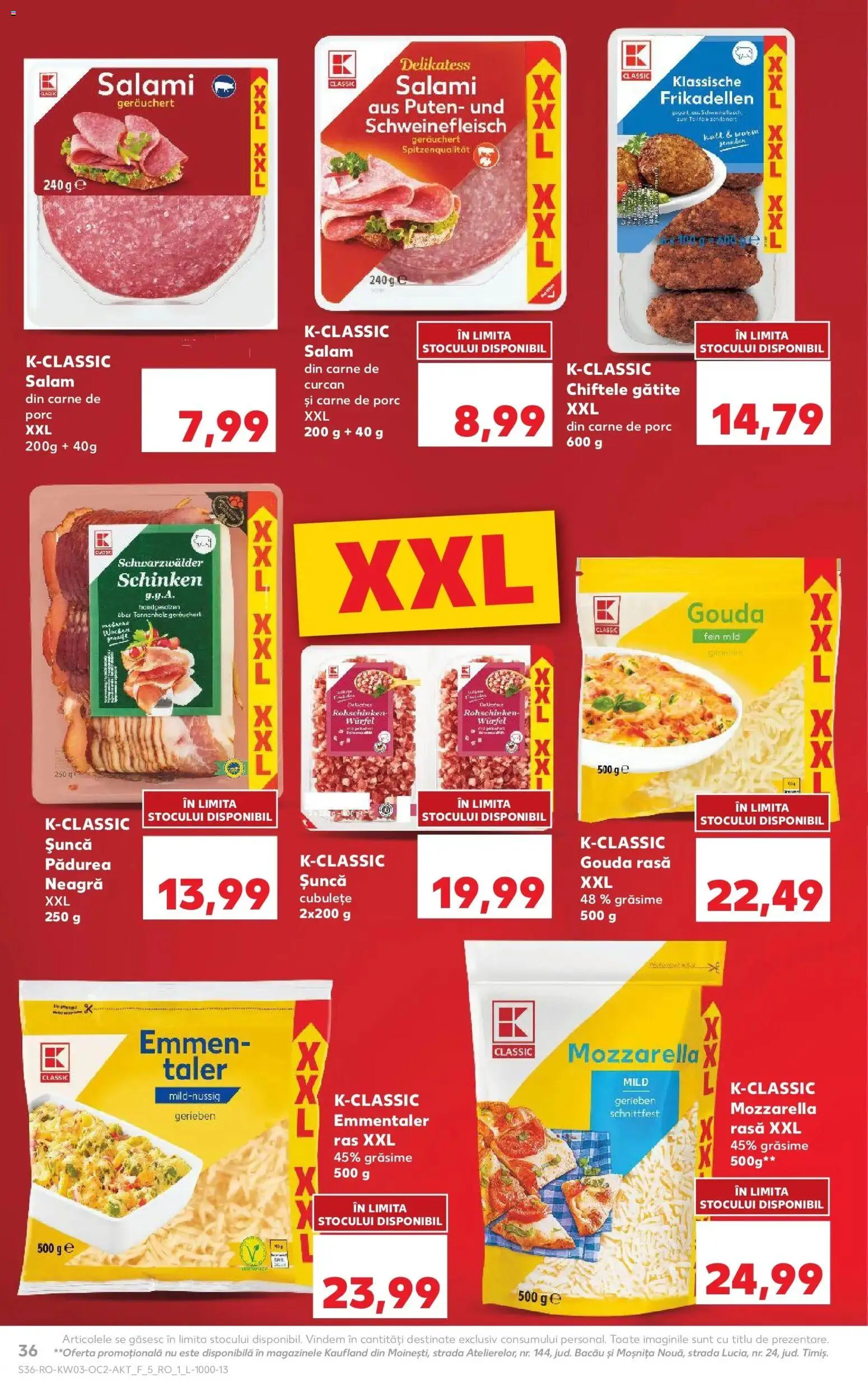 Noul catalog Kaufland – valabil de la 14.01.2026 | Pagină: 36 | Produse: Mozzarella, Salam, Chiftele, Gouda
